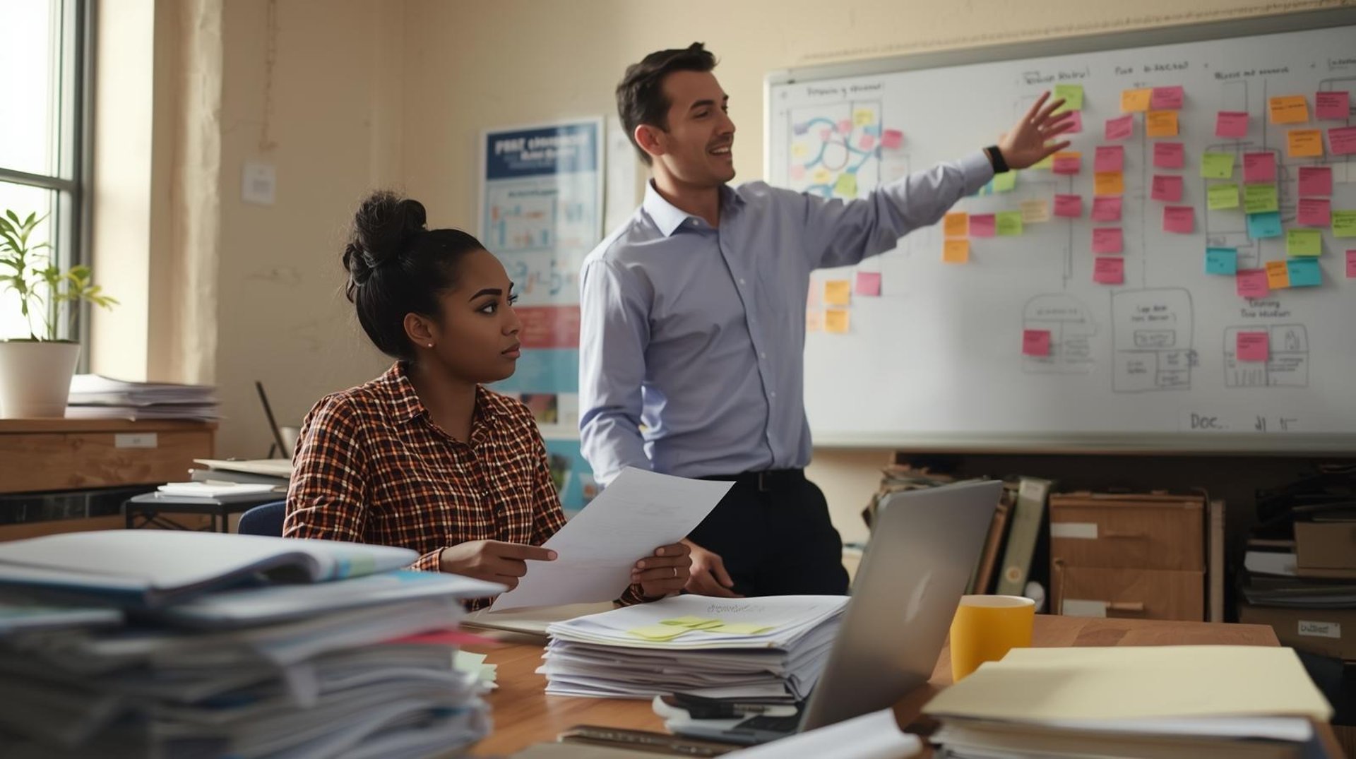 white printer paper beside silver laptop computer