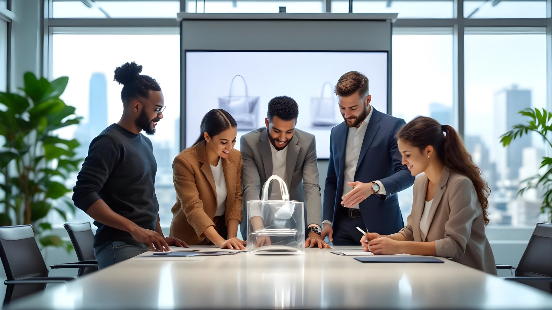 an abstract photo of a curved building with a blue sky in the background