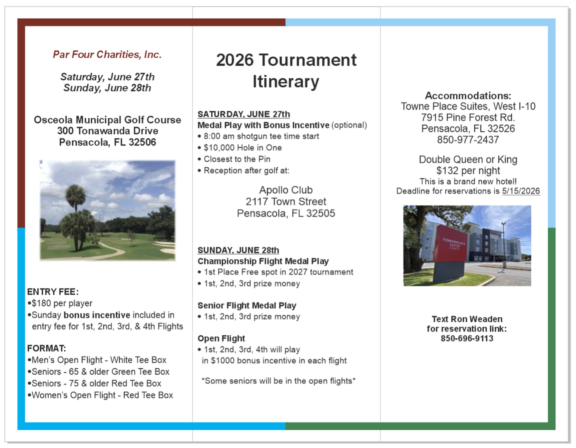 Par Four Golf Club image 2026 Tournament Itinary June 27 & 28, 2026