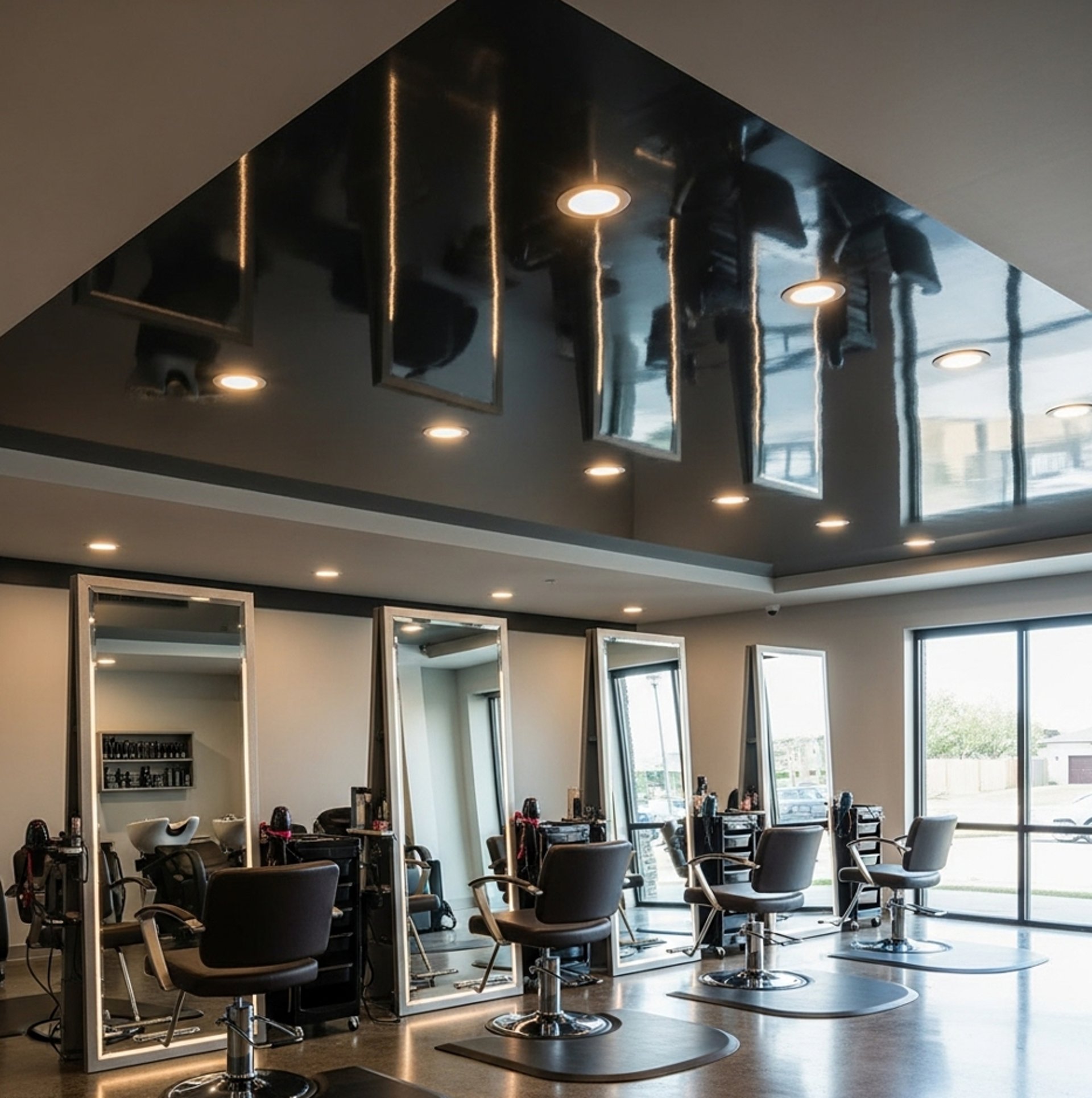 friseursalon-mit-spanndecke-glanz-schwarz-und-downlights2025