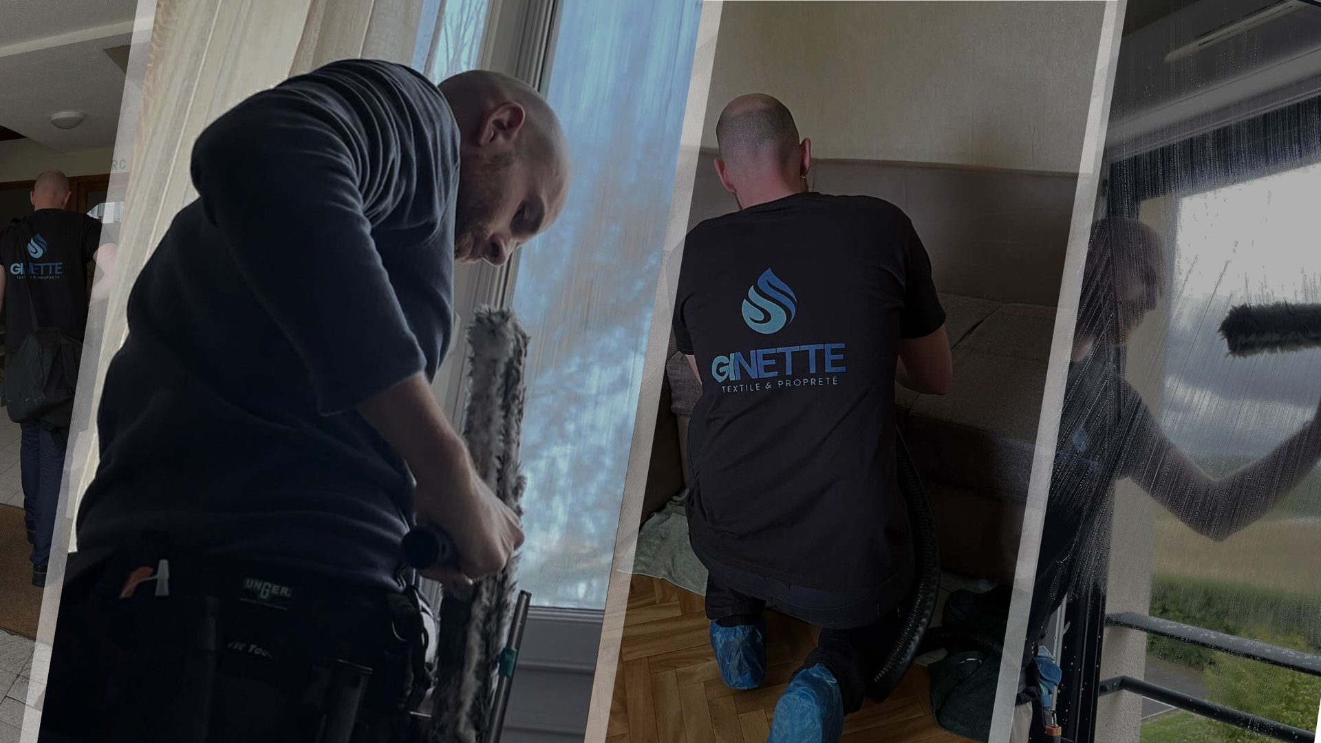 A couch with orange pillows sits by a window.