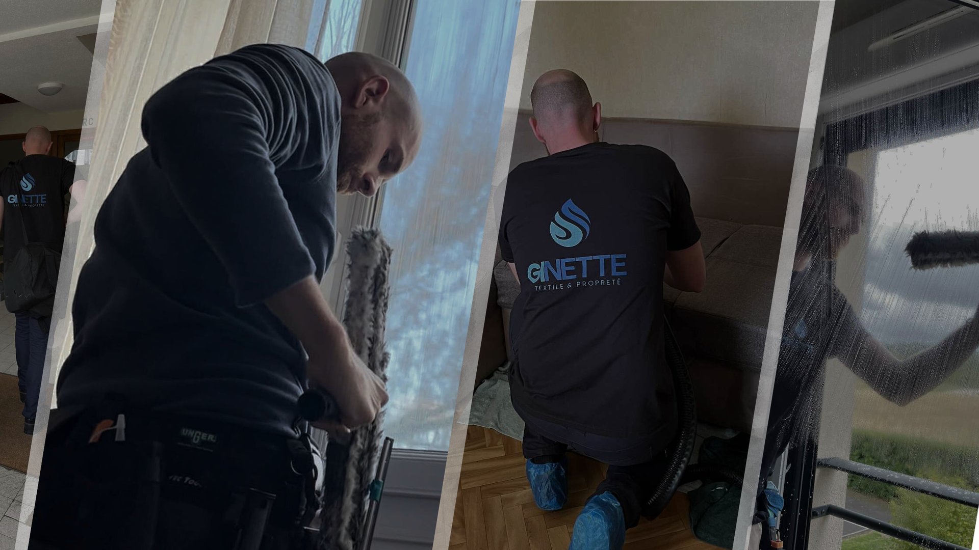 A couch with orange pillows sits by a window.