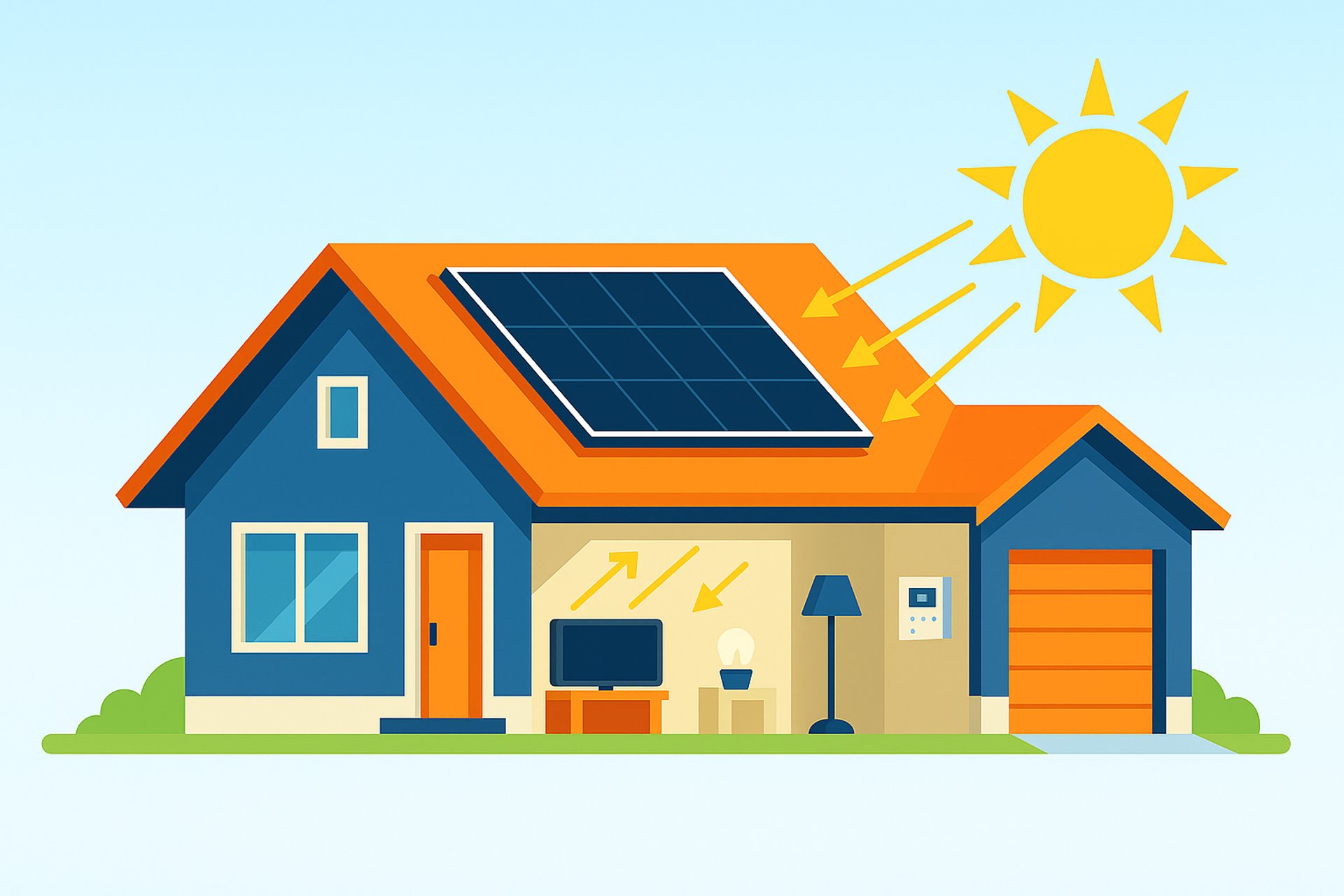 schéma explicatif du fonctionnement d’un panneau solaire photovoltaïque à Digne-les-Bains par Solaire France Éco
