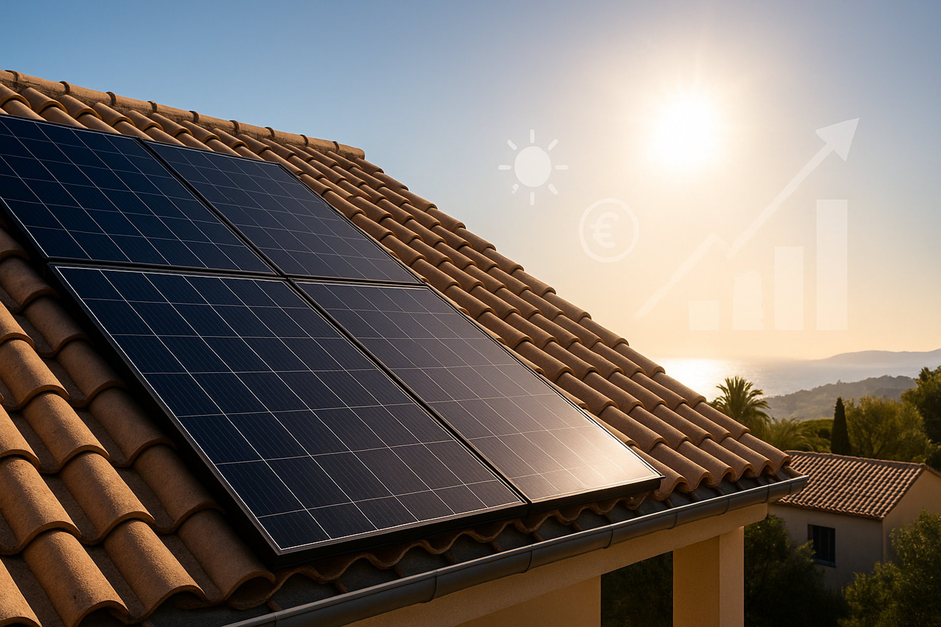 toiture méditerranéenne avec panneaux solaires haut rendement full black