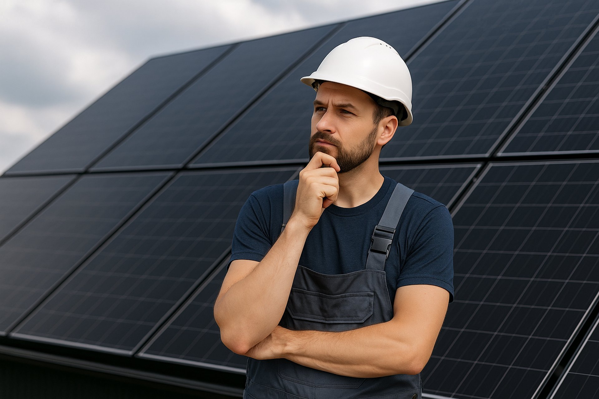 Installateur solaire en région PACA devant panneaux photovoltaïques full black.