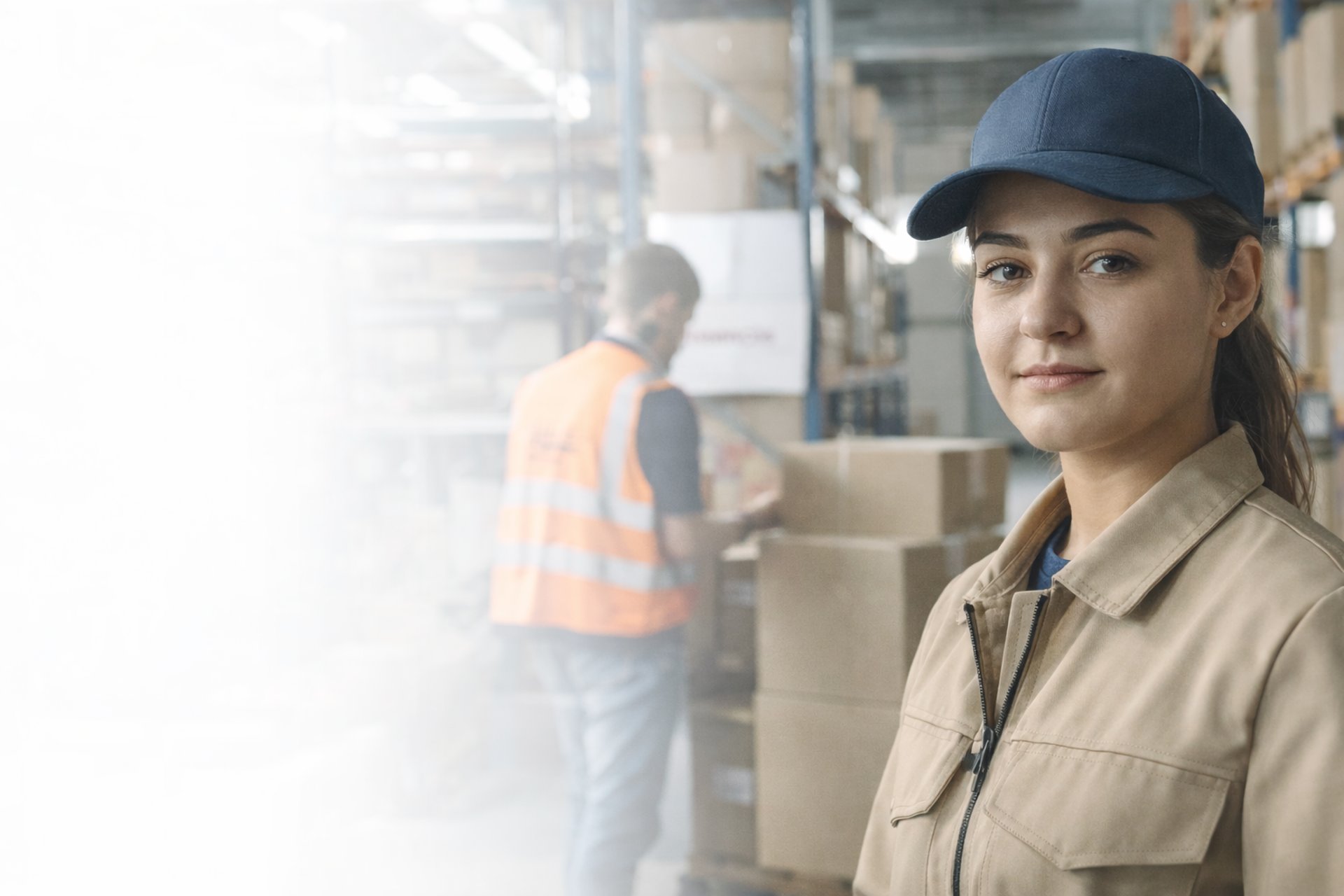 man in blue jacket and blue pants walking on yellow metal frame