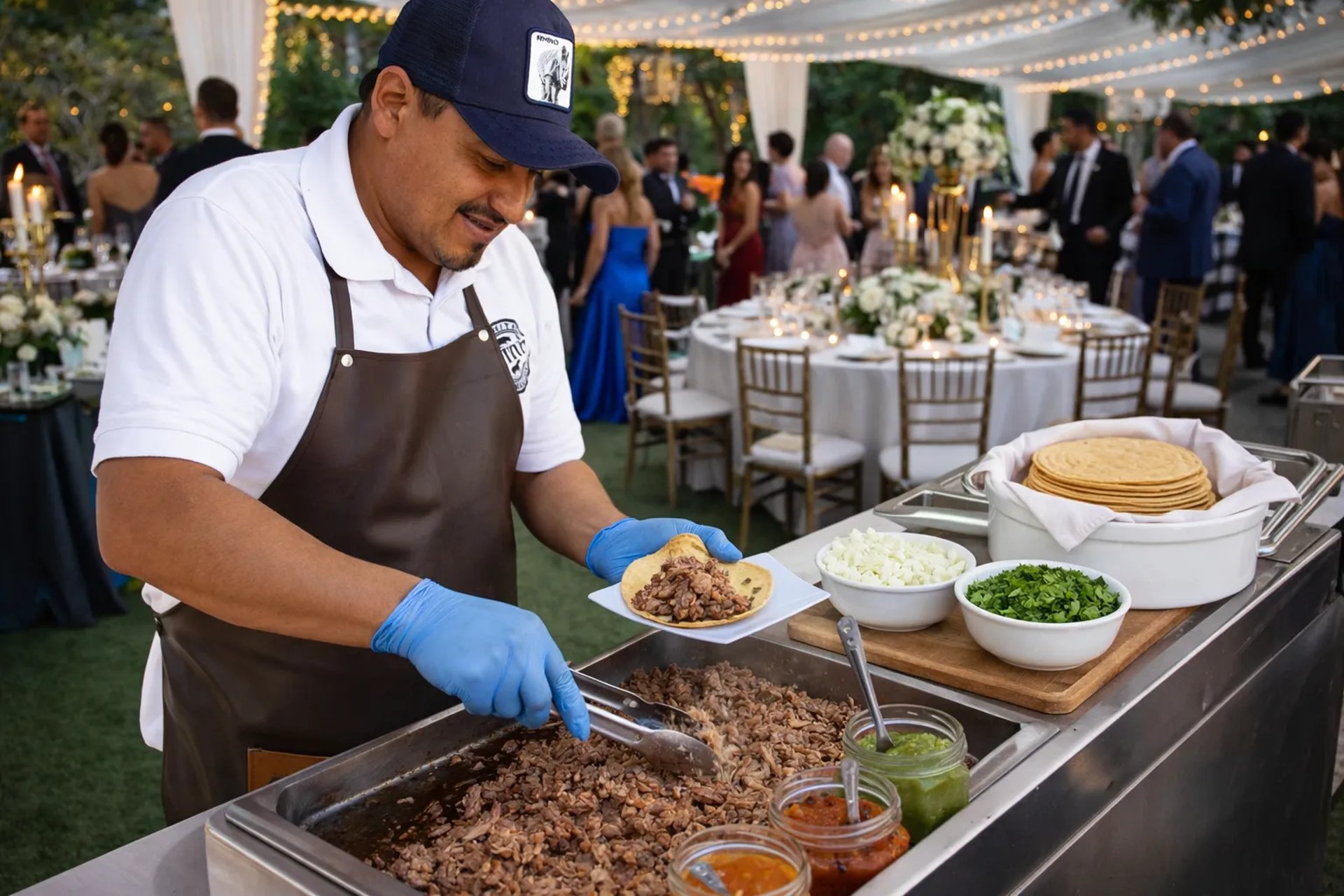 Servicio de catering de carnitas y barbacoa en evento elegante en Querétaro por Carnitas y Barbacoa Nito