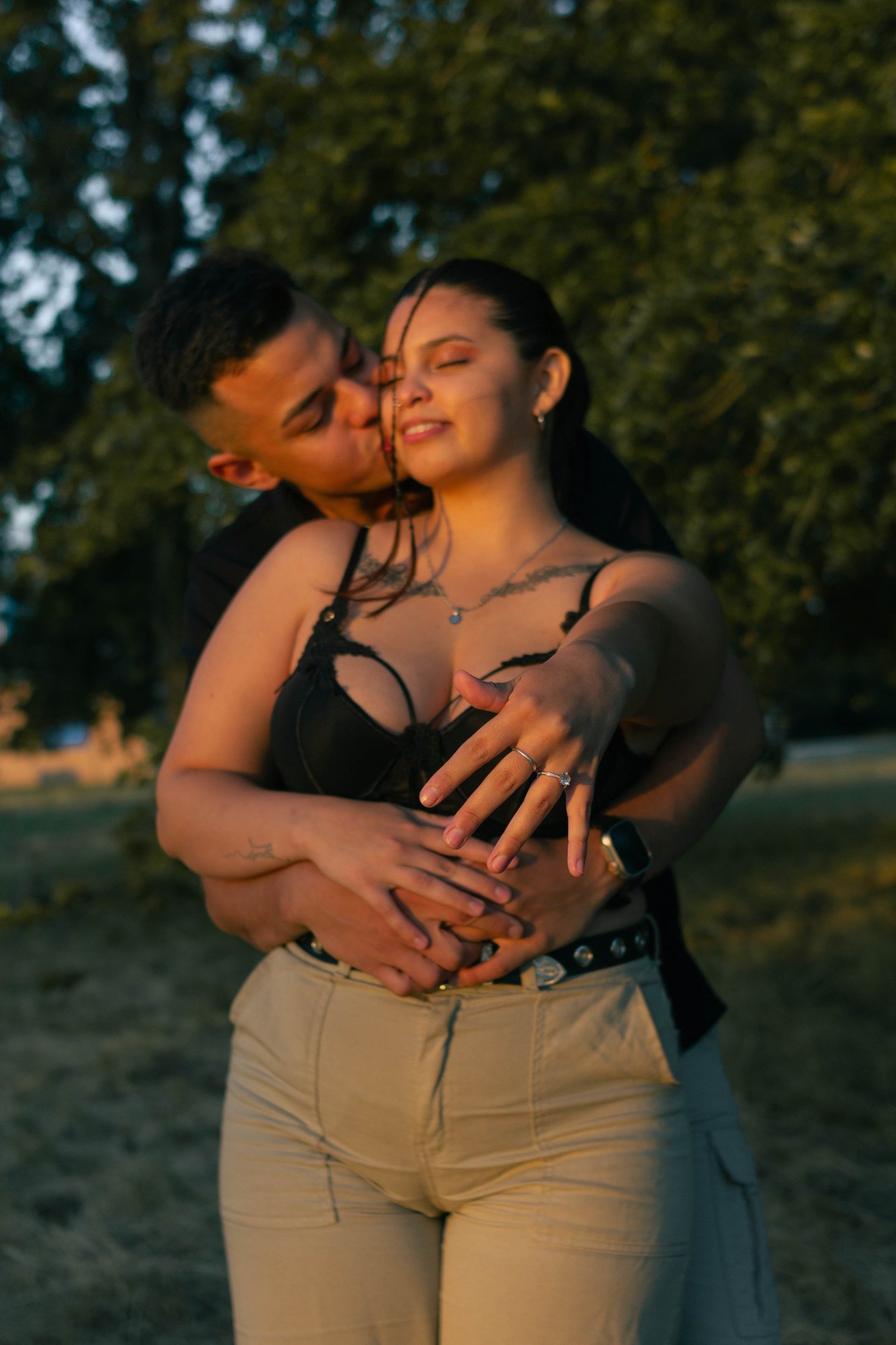 couple wearing silver-colored rings