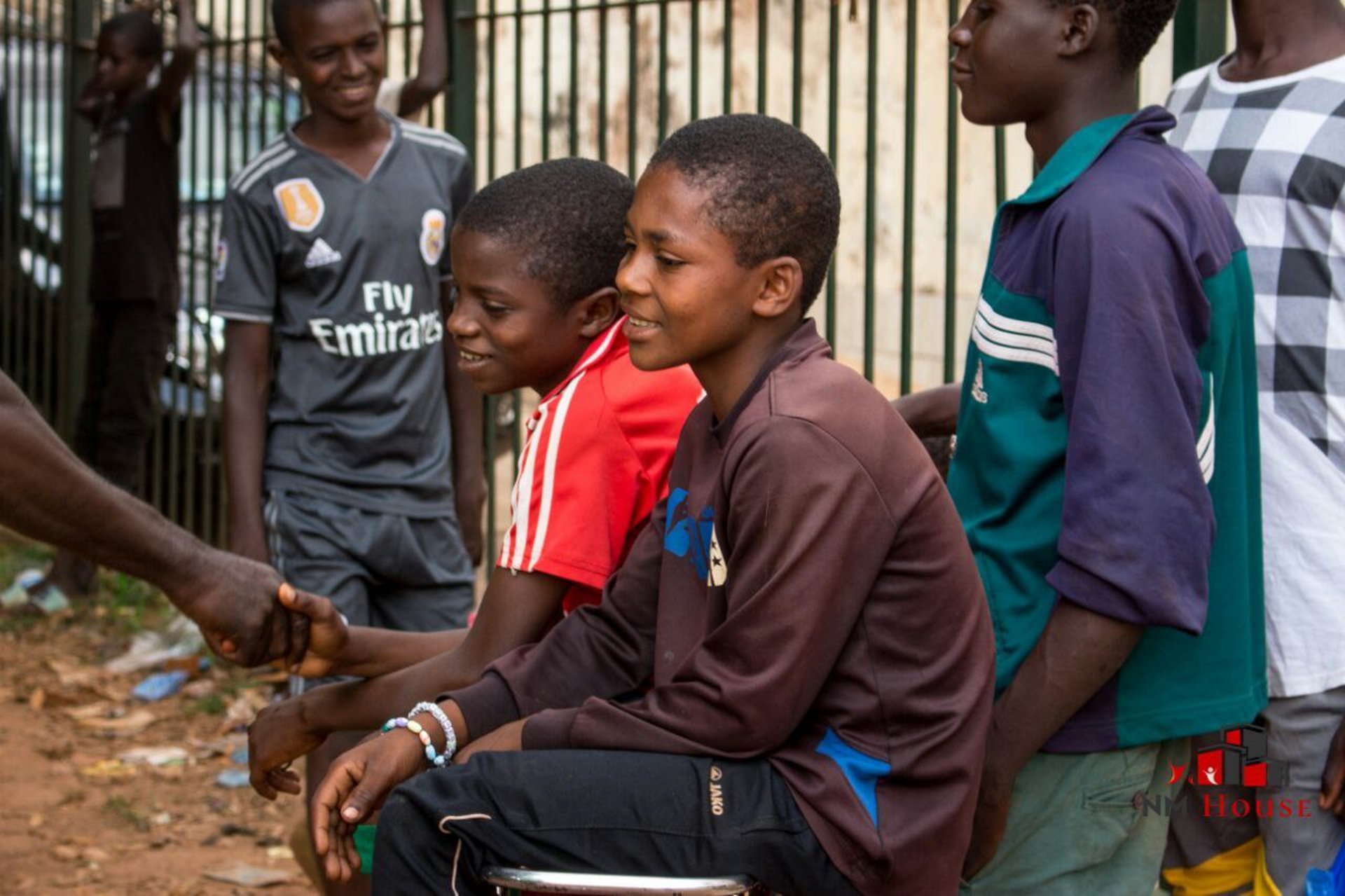 an abstract photo of a curved building with a blue sky in the background