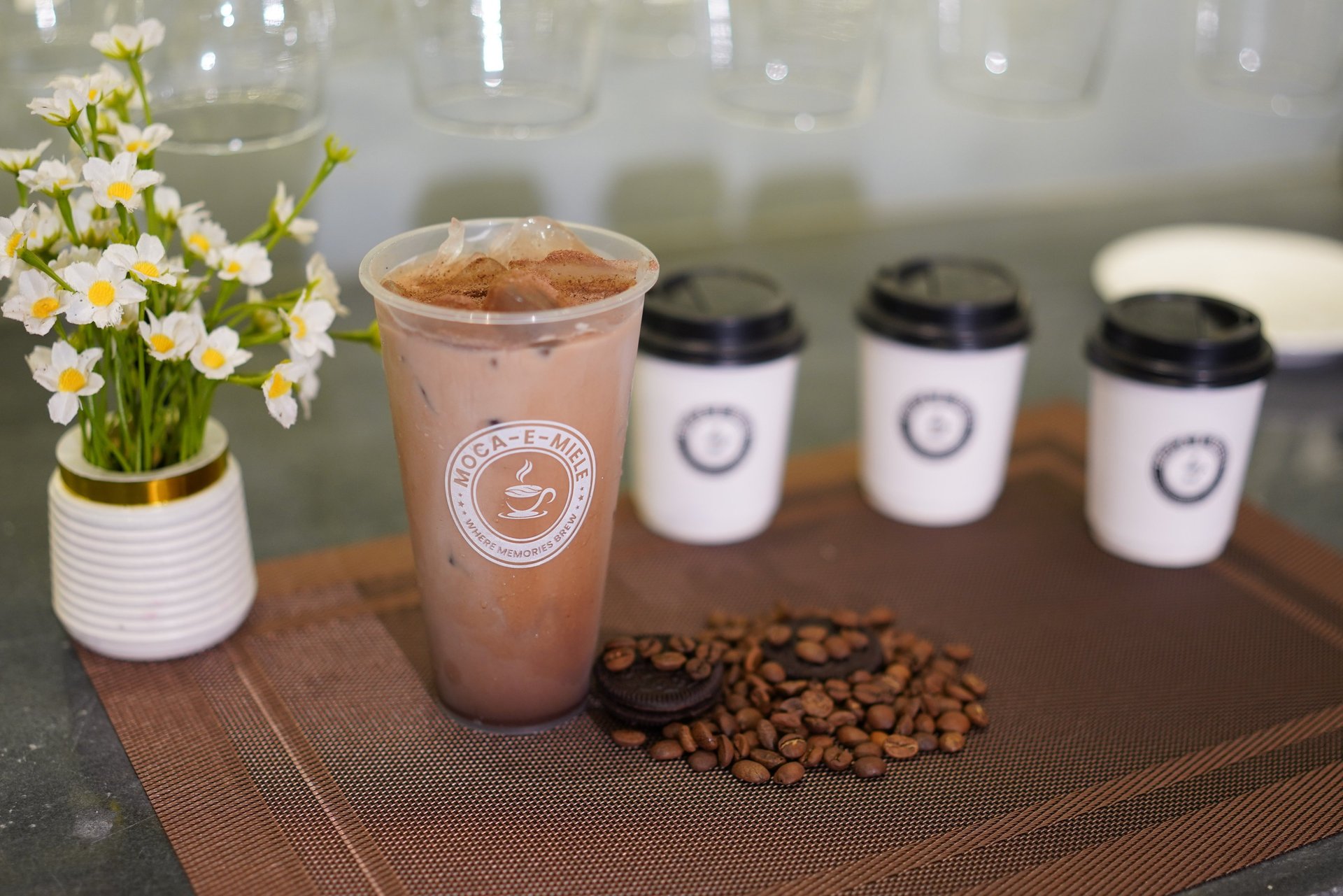 black and brown leather padded tub sofa