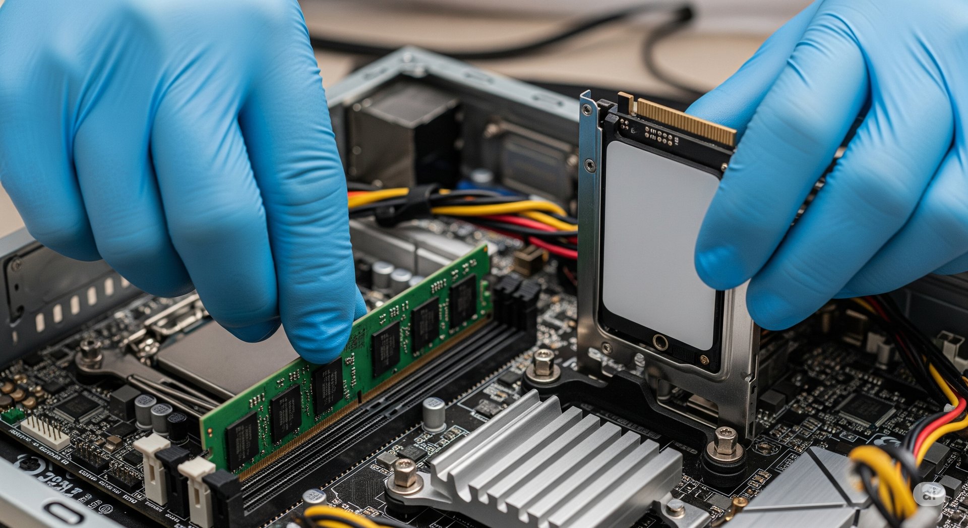 a person using a cell phone to repair a laptop