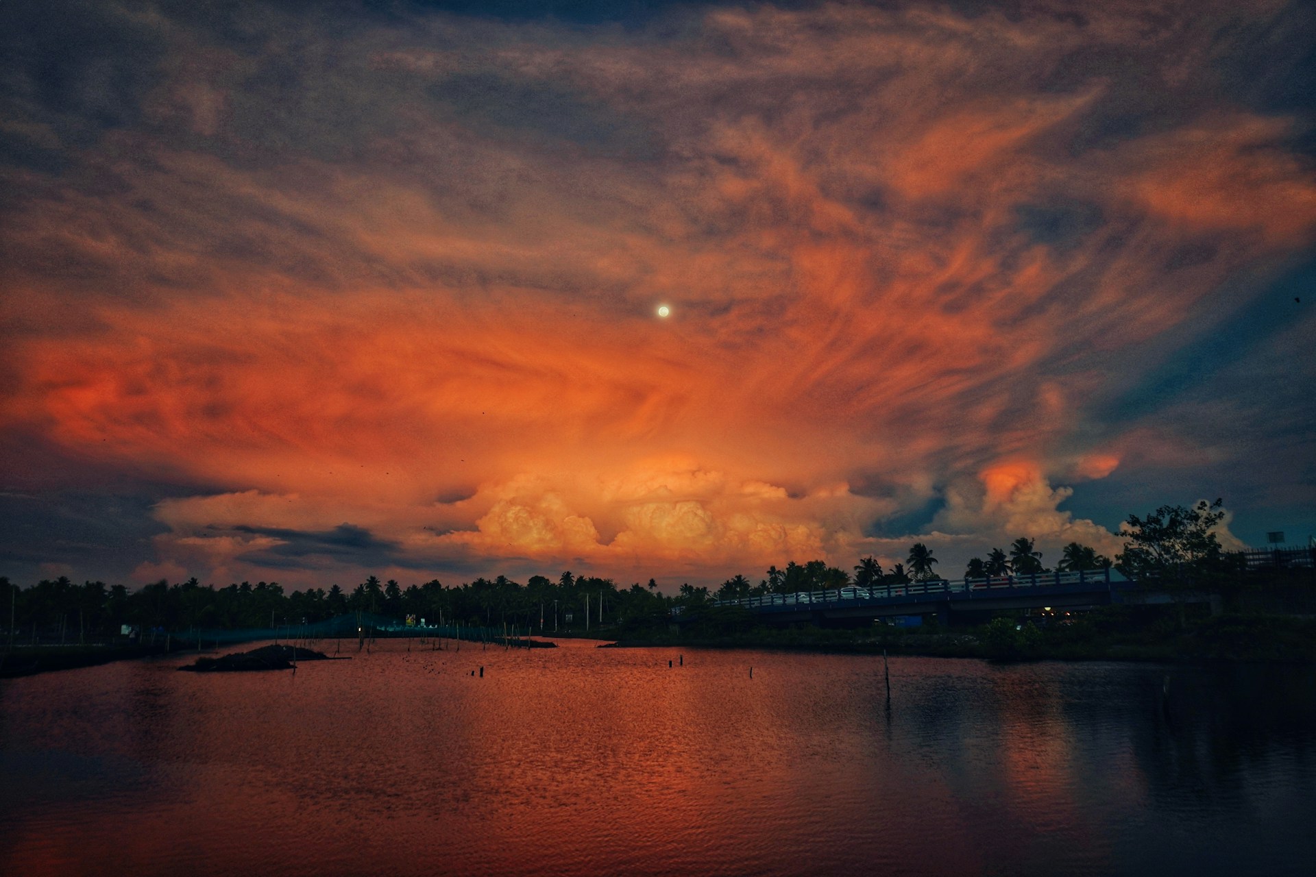 Body of water under cloudy sky, Kadamakkudy, Kerala, India