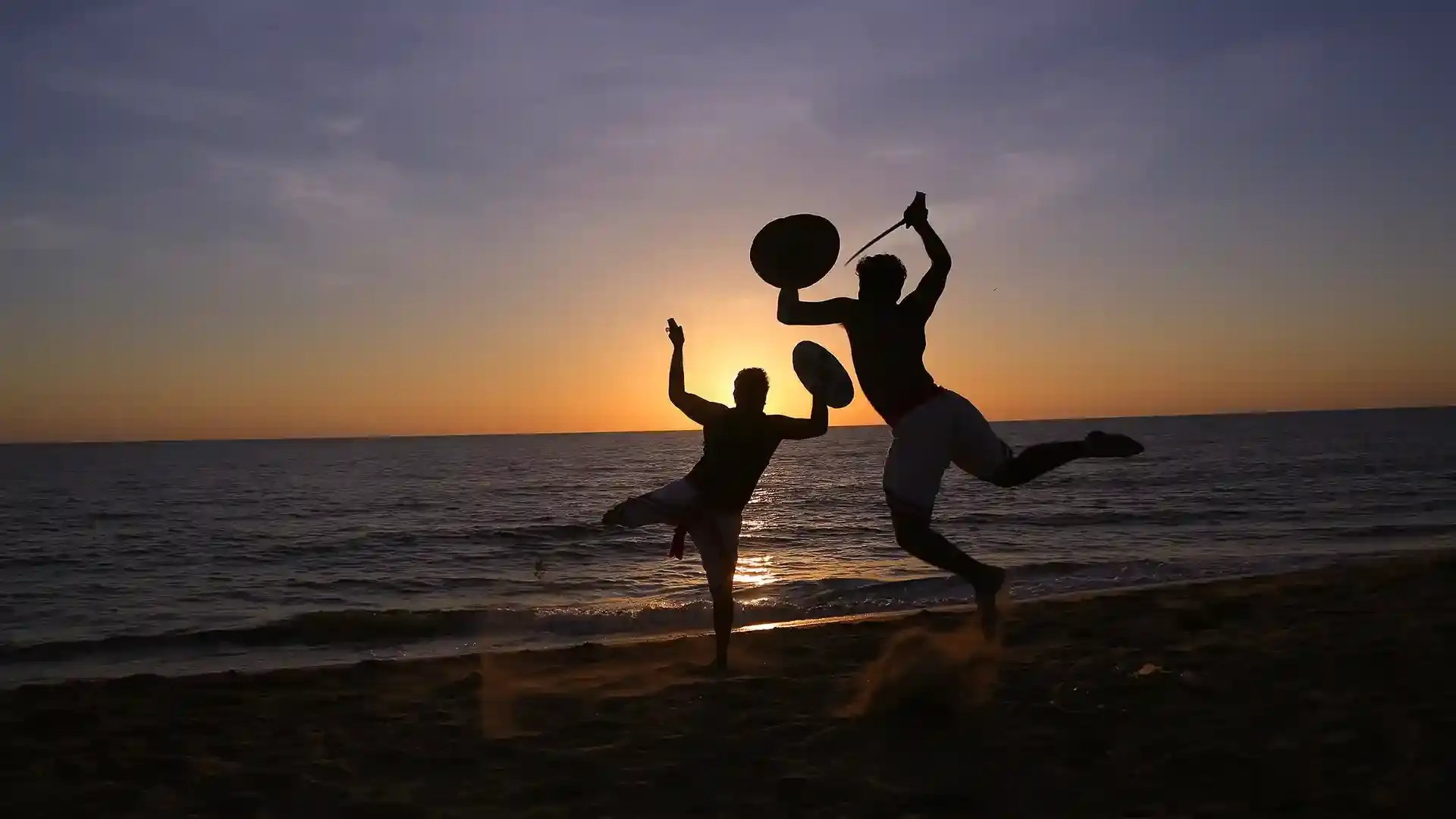 Kalari payattu performance at beach