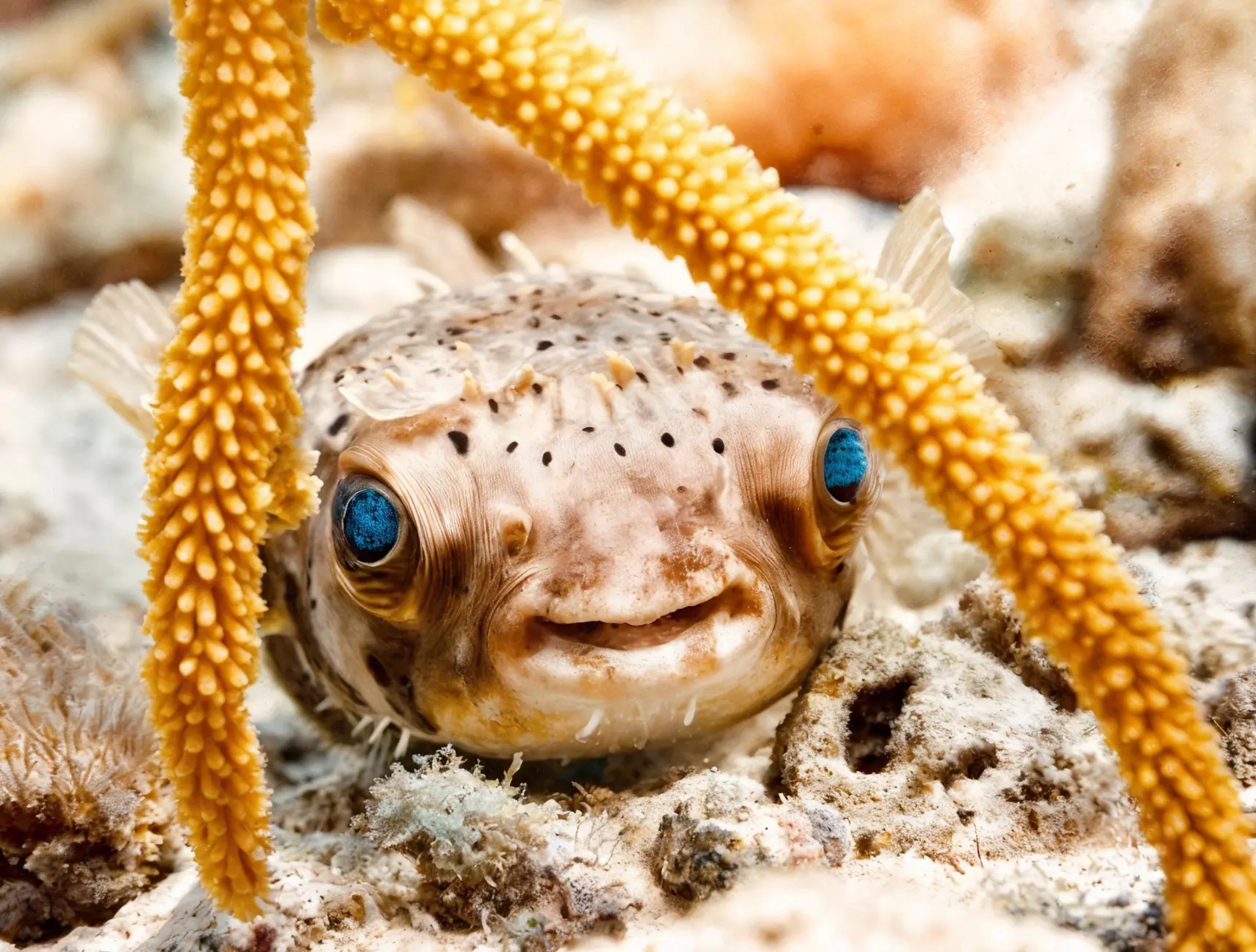 an abstract photo of a curved building with a blue sky in the background