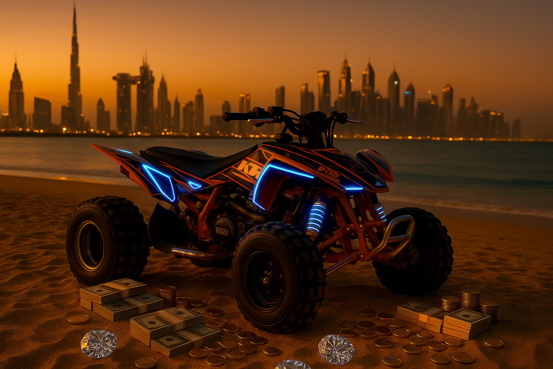 a man riding a four wheeler in the desert