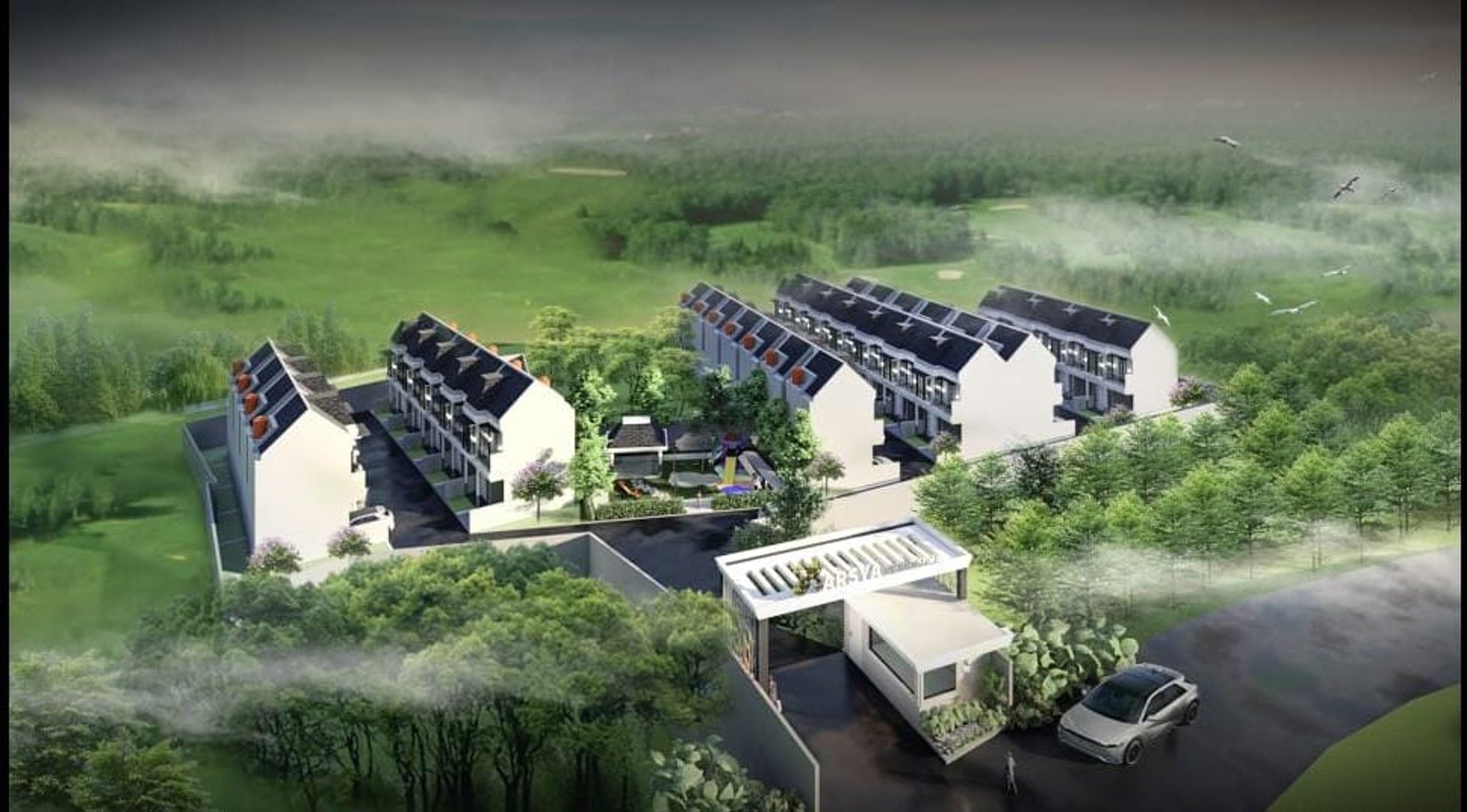 an abstract photo of a curved building with a blue sky in the background