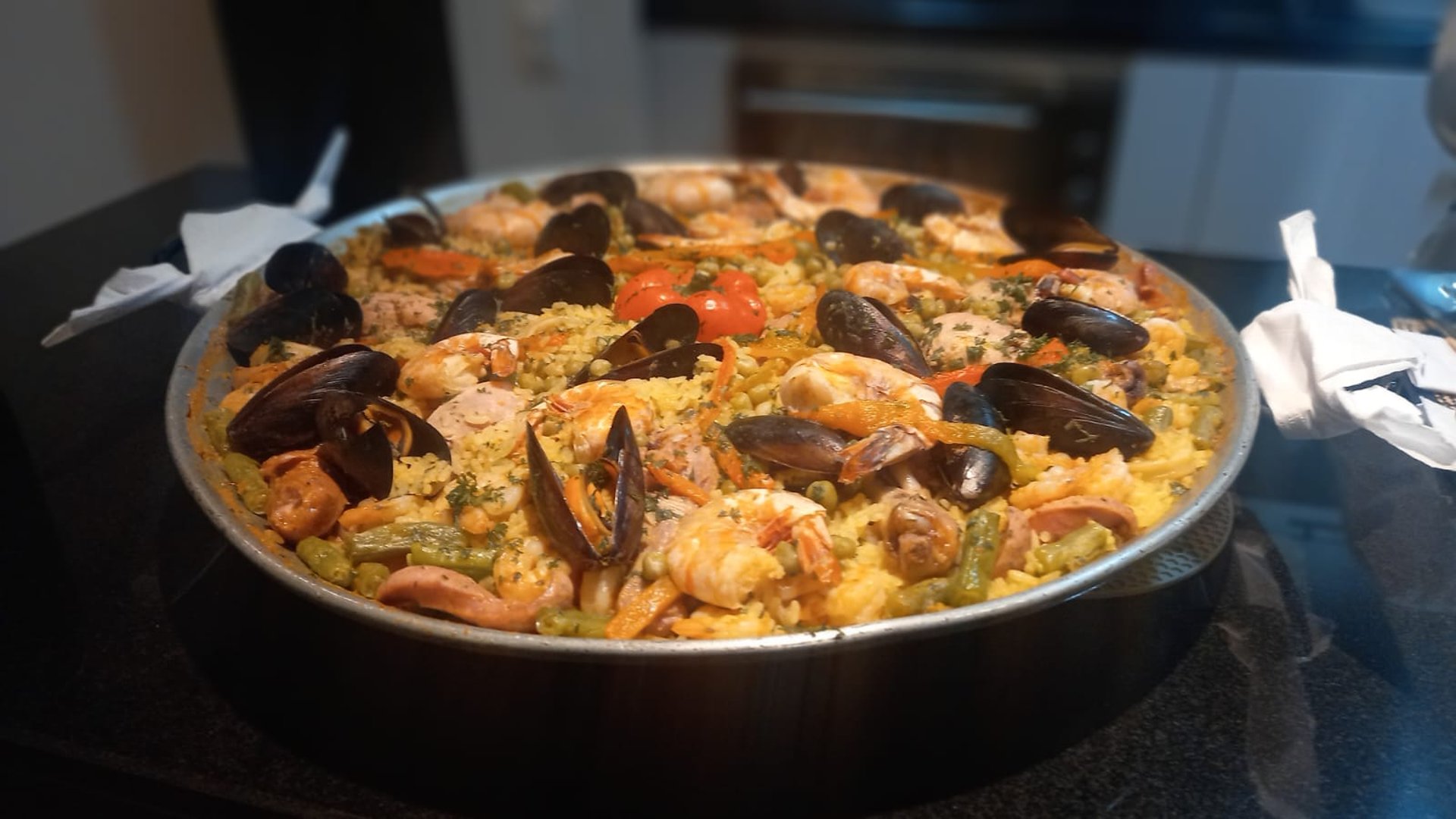 shrimp dish with slice of lemon