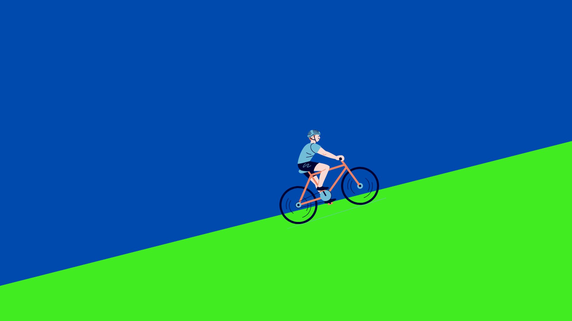 Illustration of a cyclist going up an incline. 