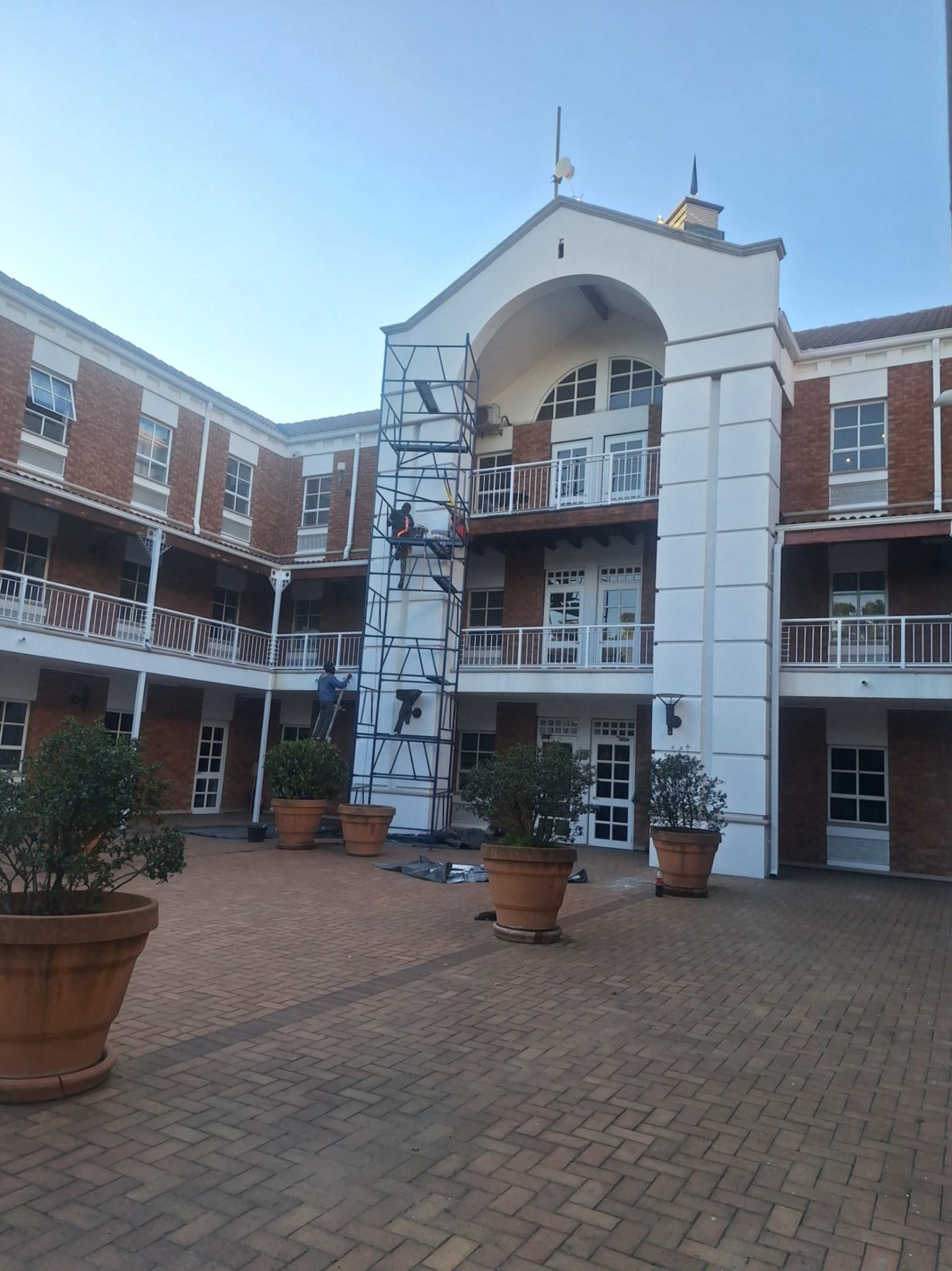 Rear elevation of building commercial painting project, Fourways Golf Estate, Fourways
