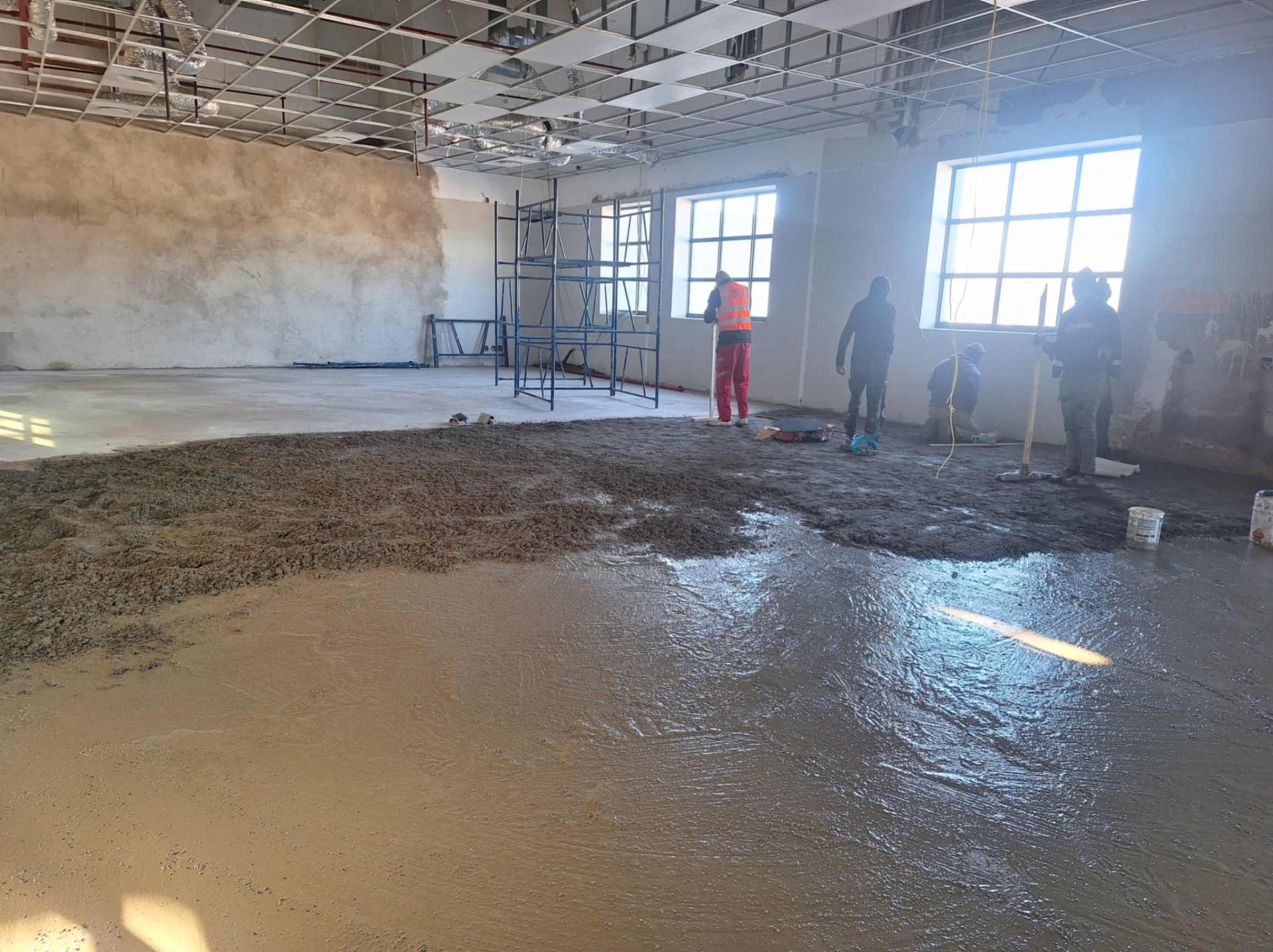 Floor screed application for commercial renovation project, Belair Shopping Centre, Johannesburg