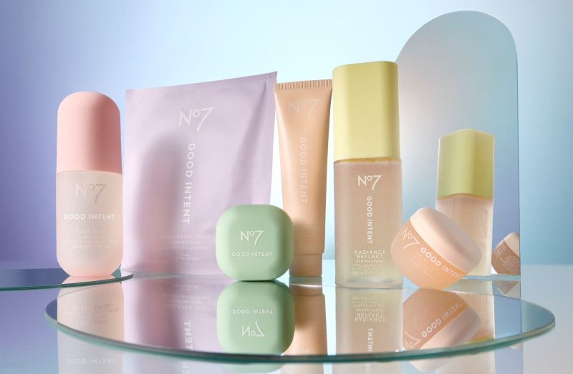 Marketing photo of Boots No7 Good Intent skincare range