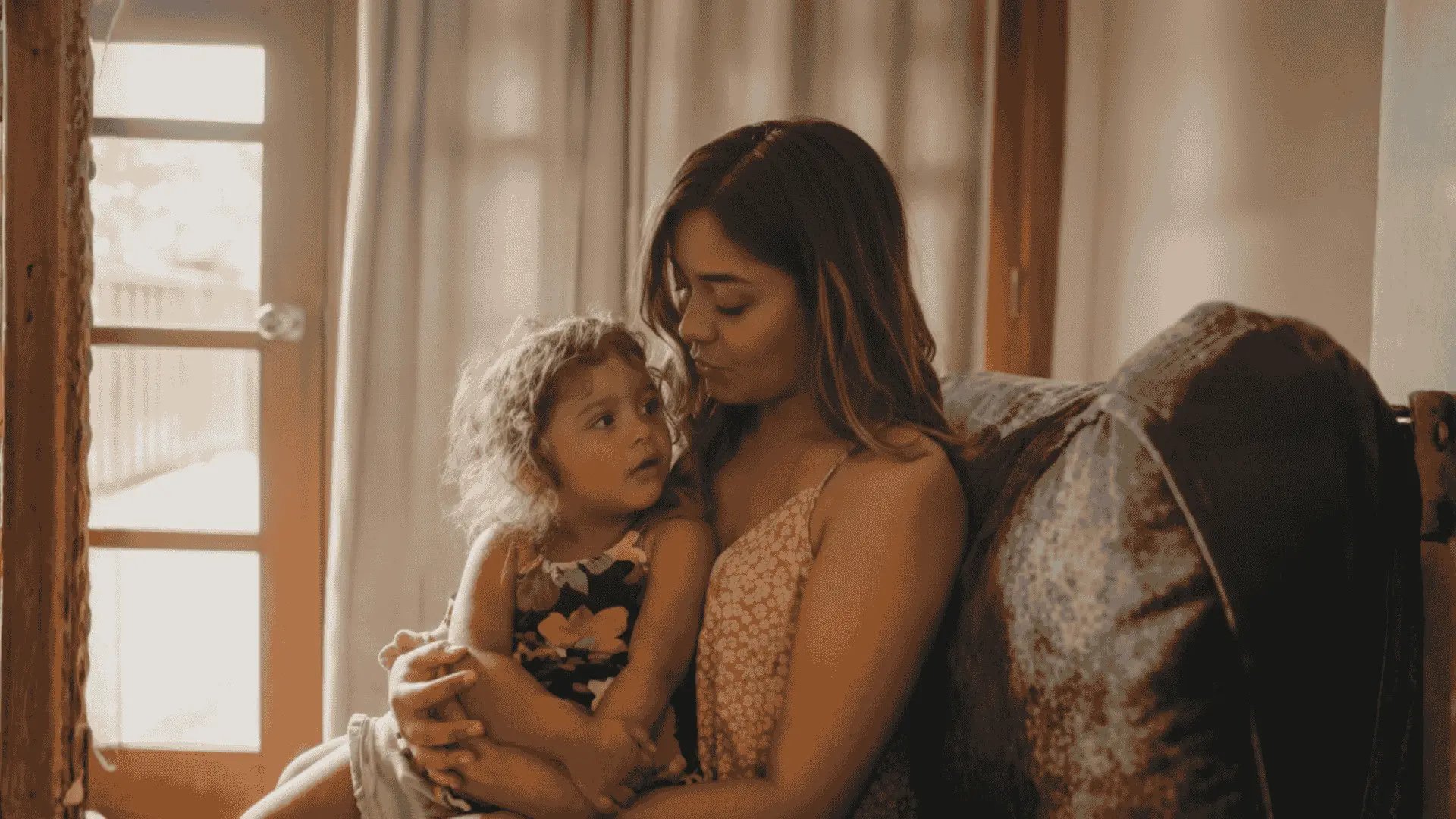Mother and Child Sitting Calmly