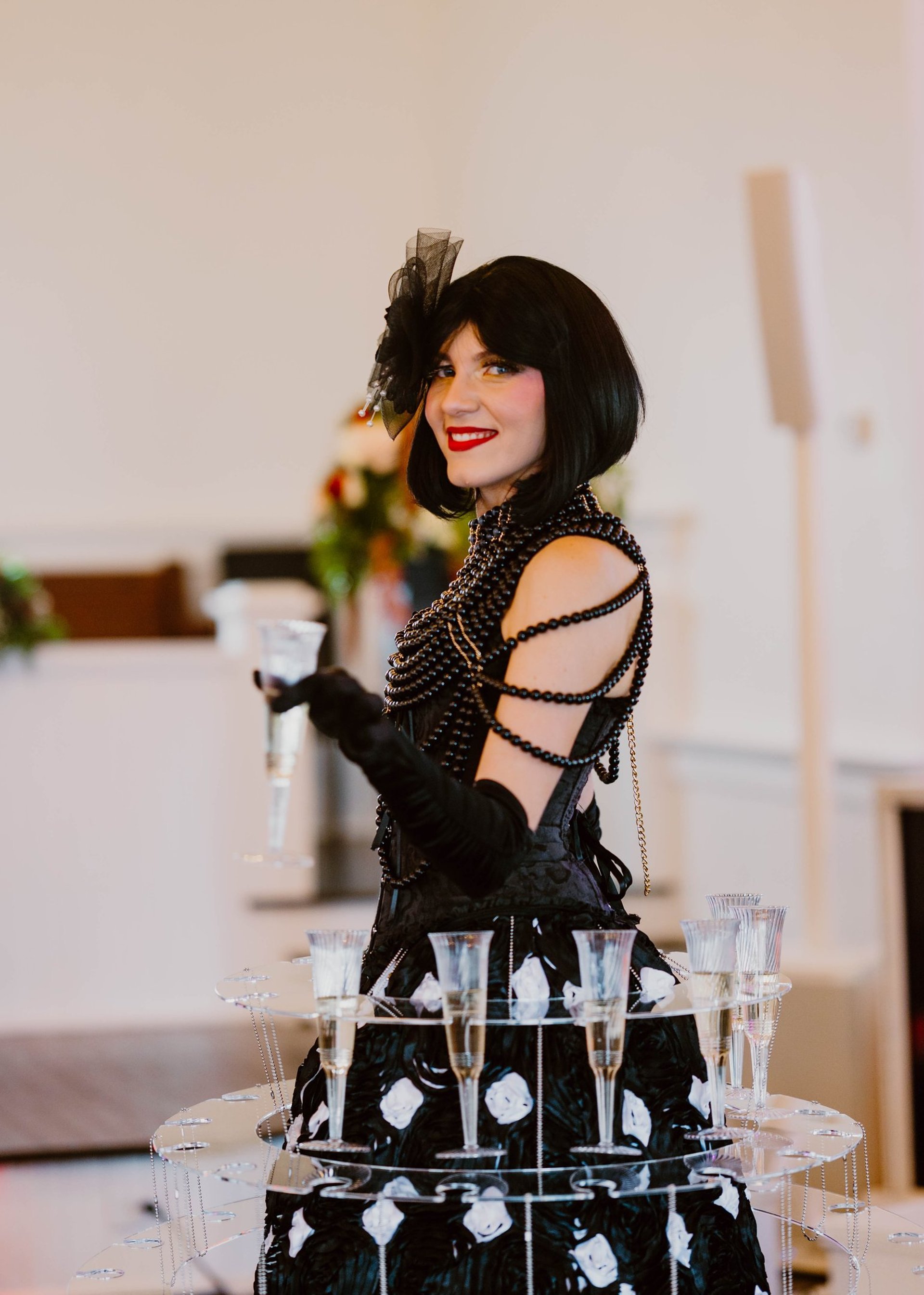 an abstract photo of a curved building with a blue sky in the background