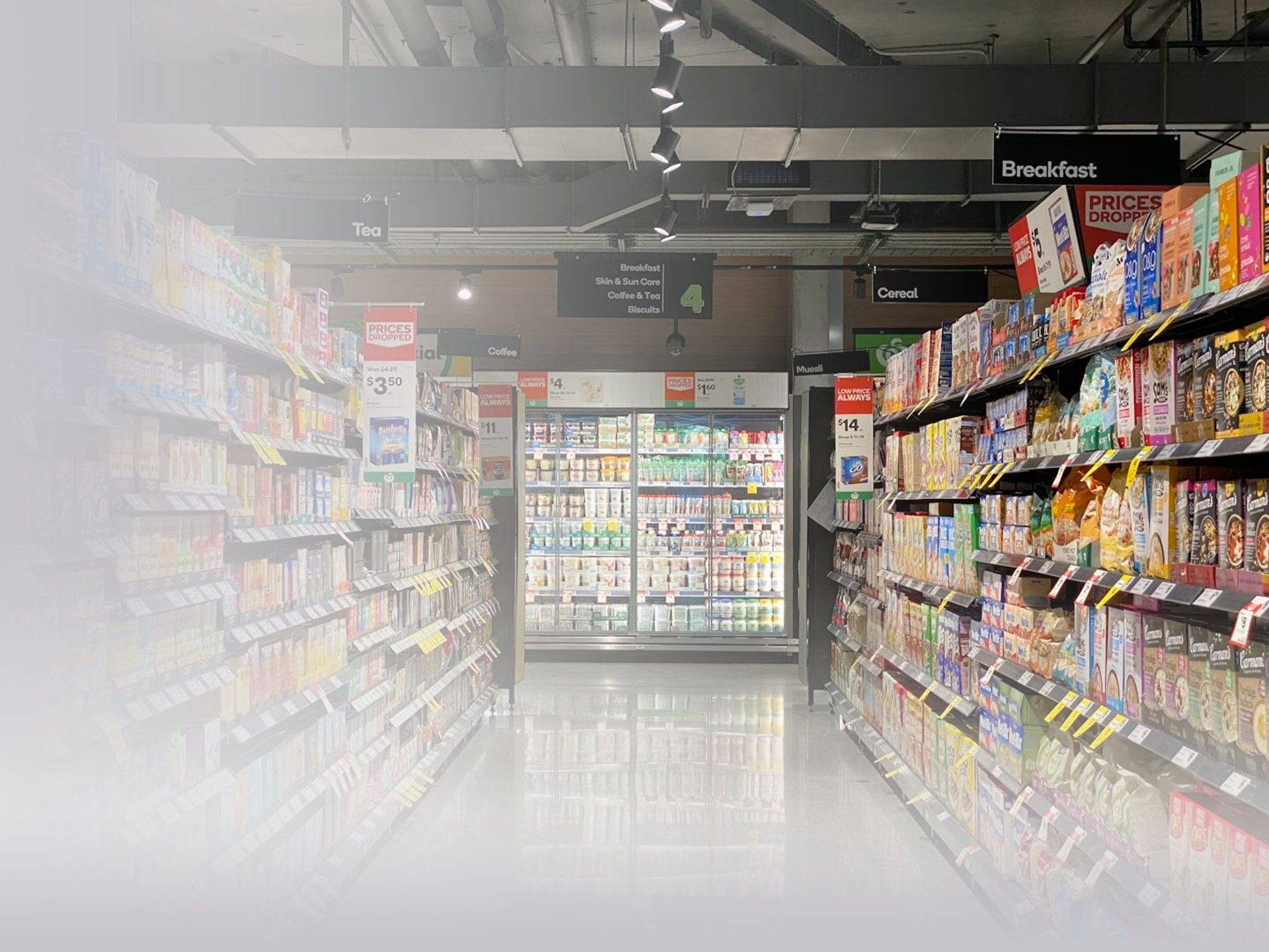 white and red labeled pack on white shelf