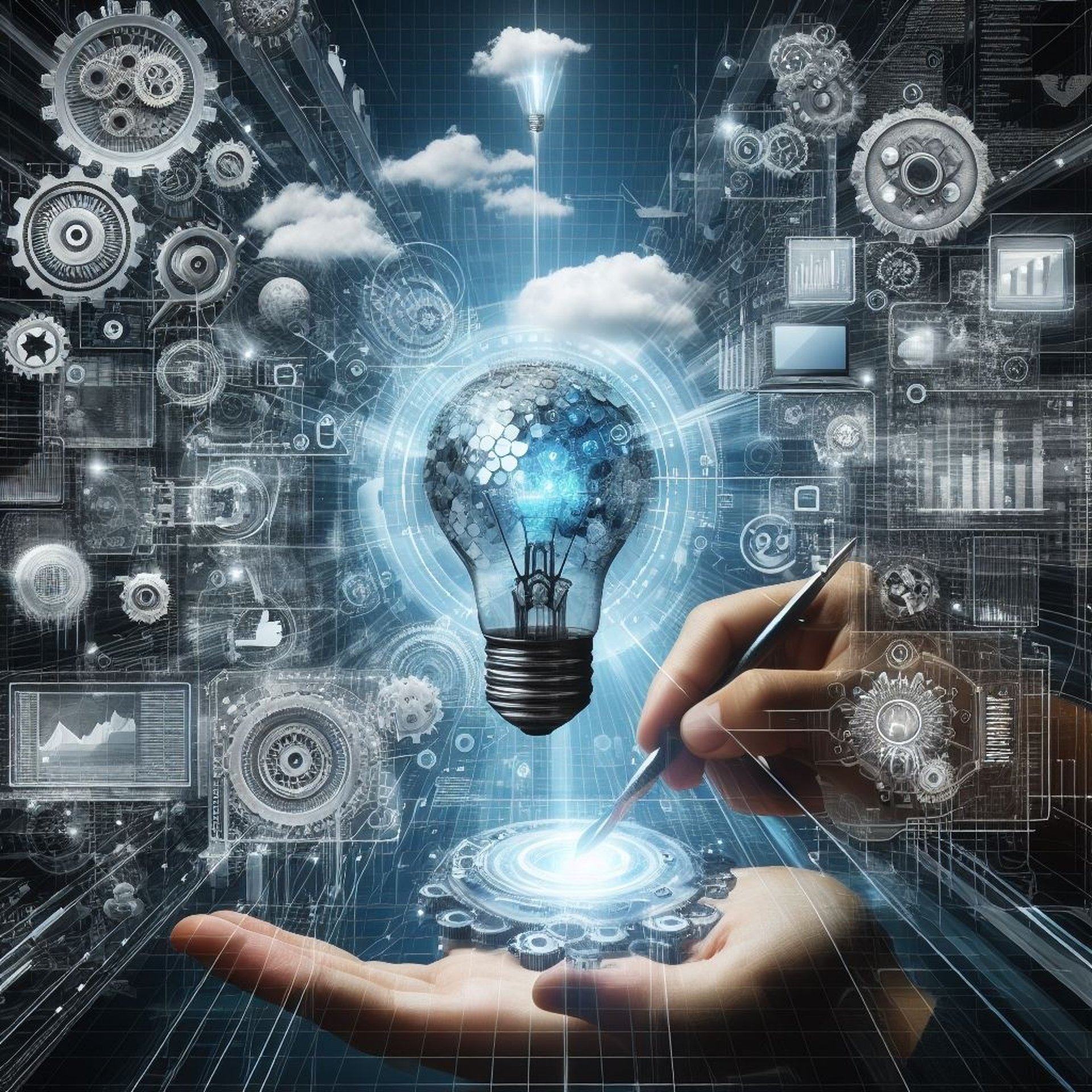 a person holding a light bulb with a light bulb inside