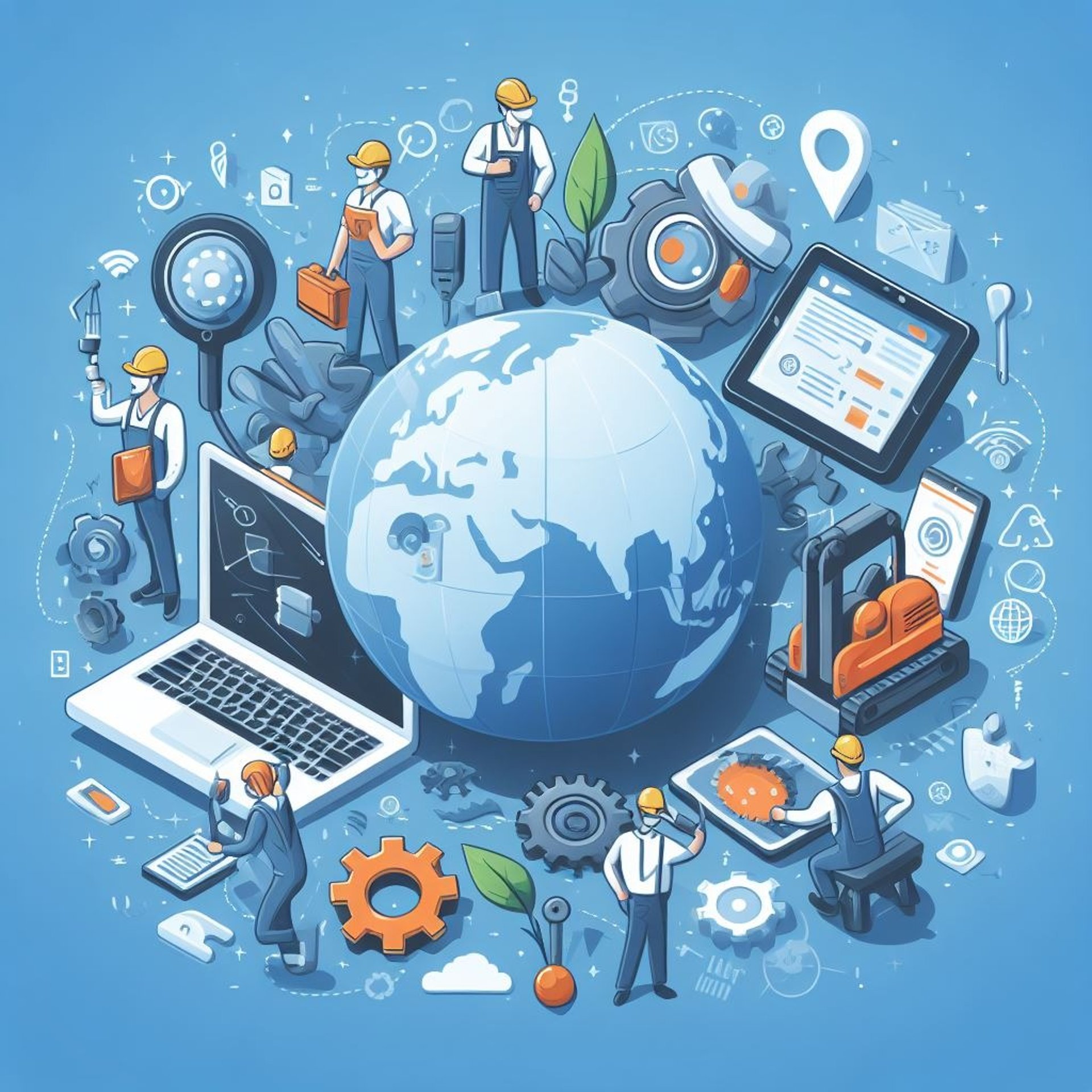 a globe globe with people standing around it
