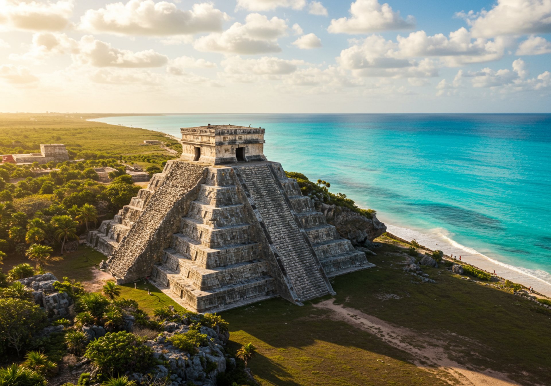 an abstract photo of a curved building with a blue sky in the background
