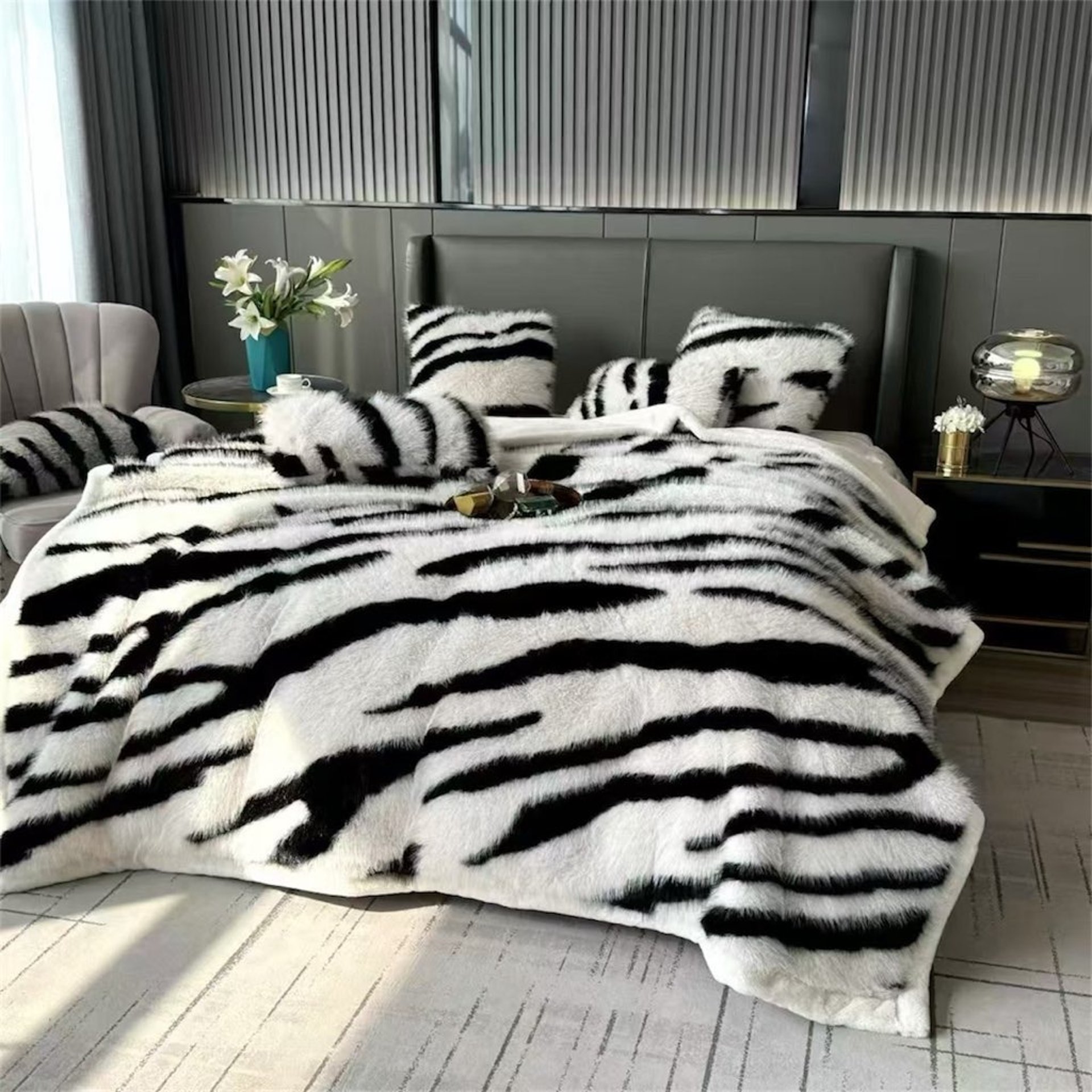 black and white bed linen