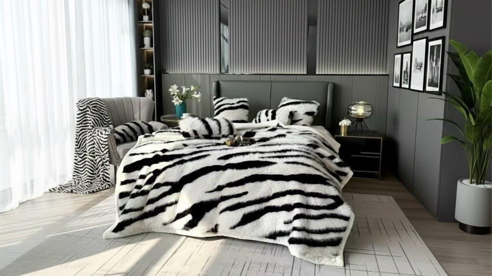 black and white bed linen