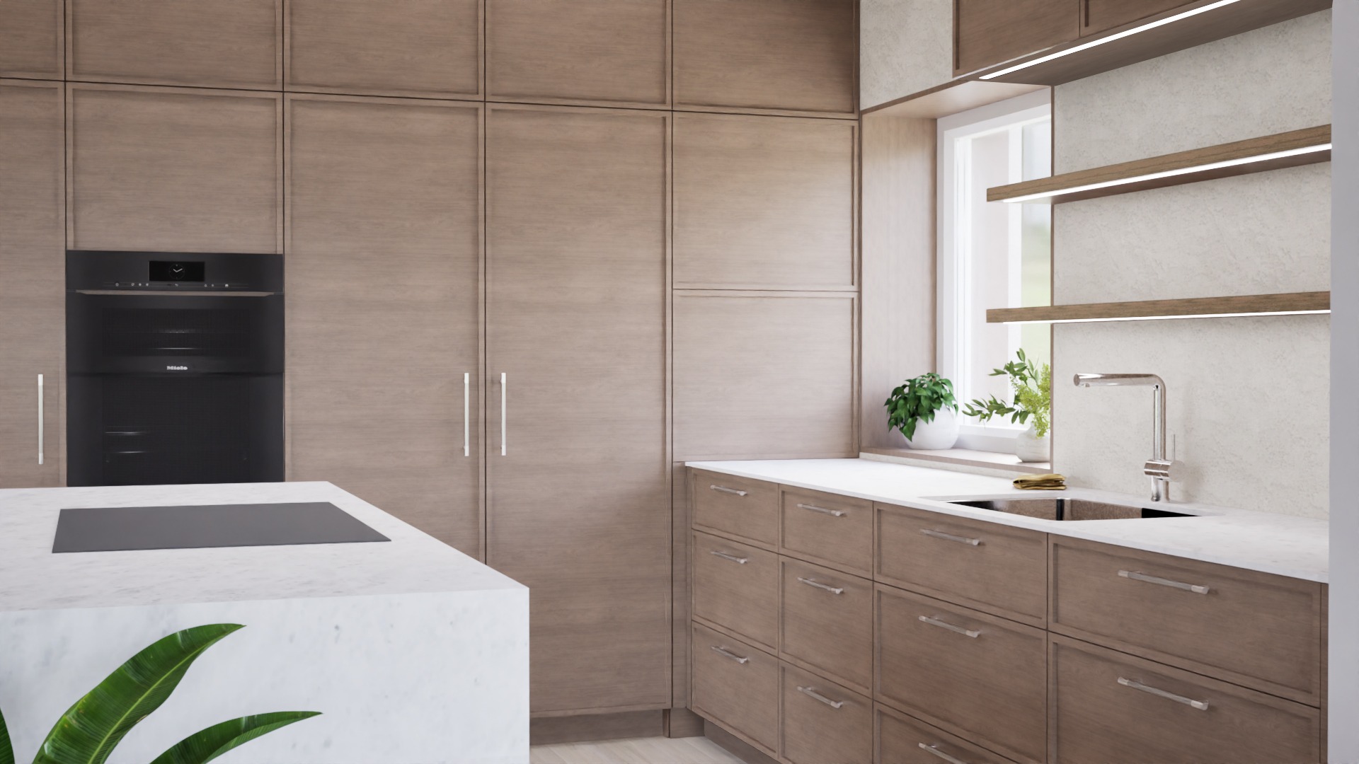 an abstract photo of a curved building with a blue sky in the background