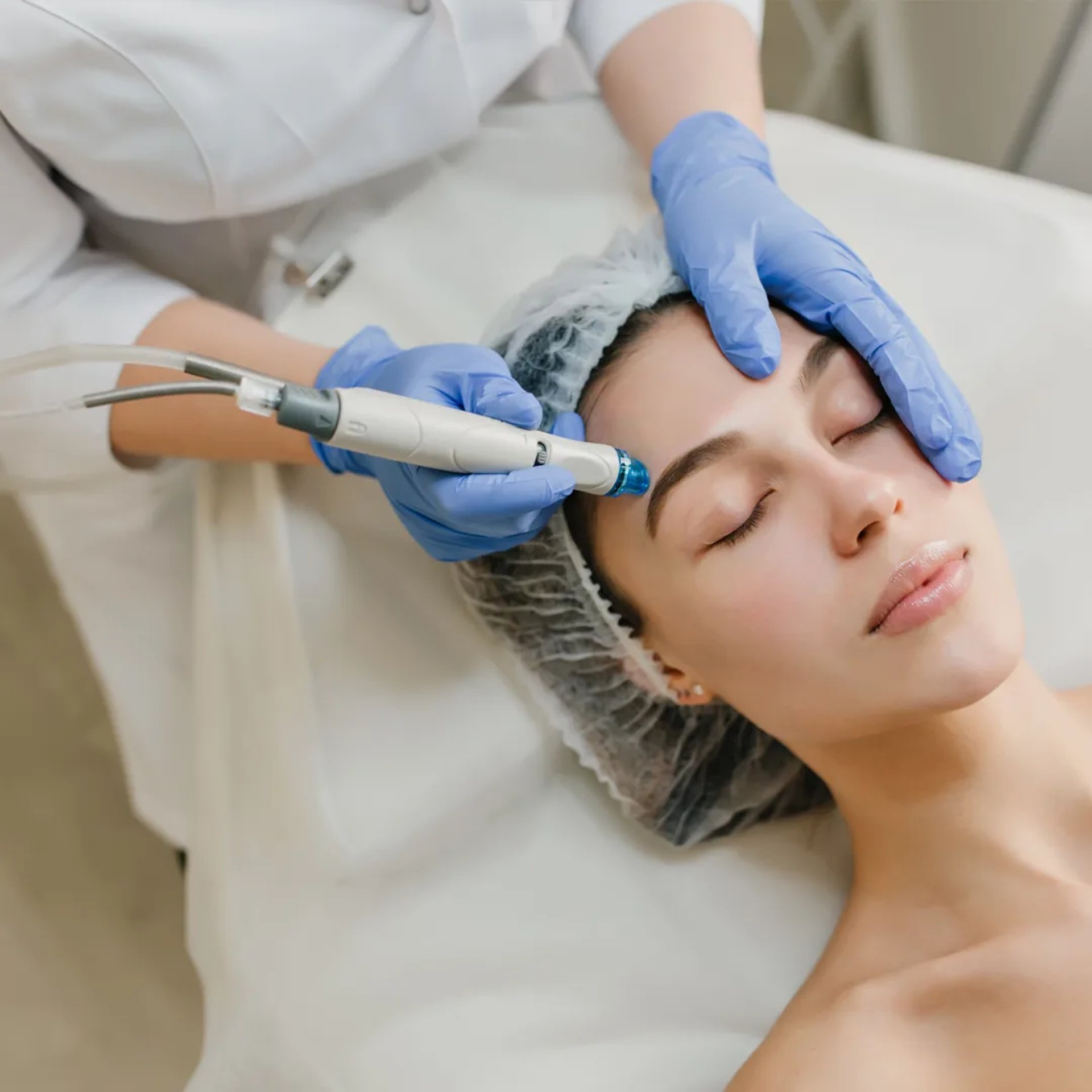 A man getting a facial mask on his face