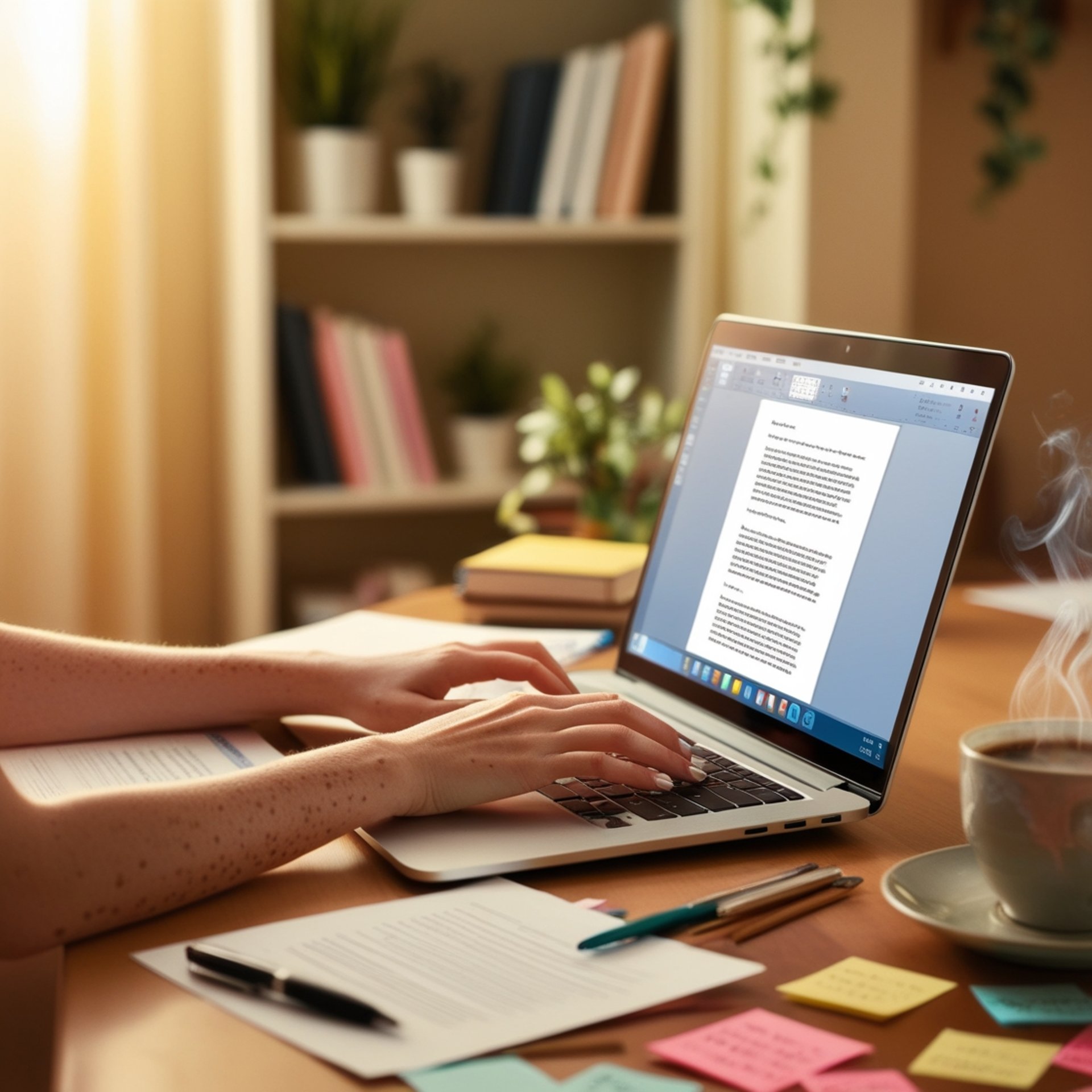 An open empty notebook on a white desk next to an iPhone and a MacBook