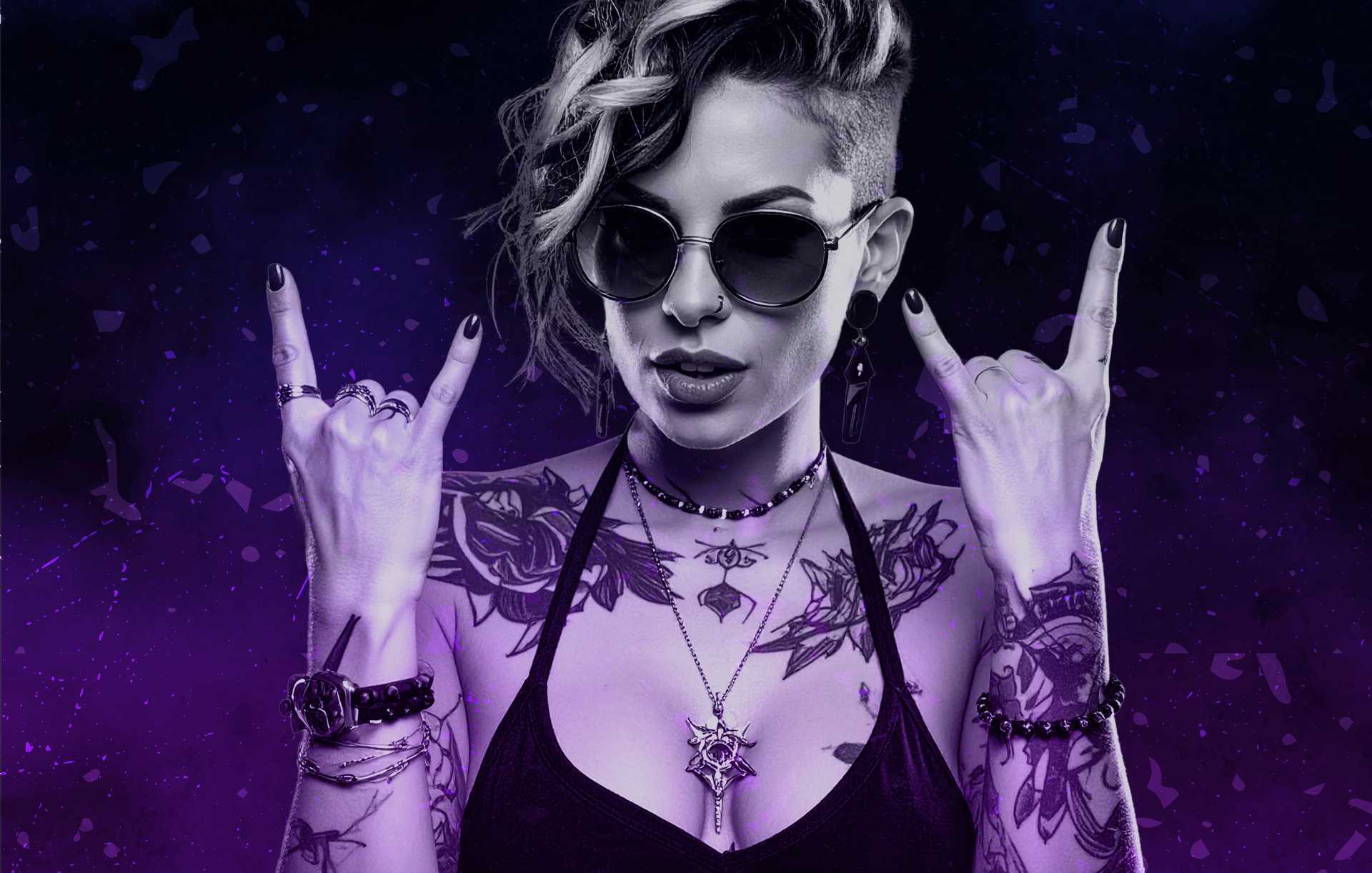 Hawkhurst rock chick with a hawk sat on her shoulder