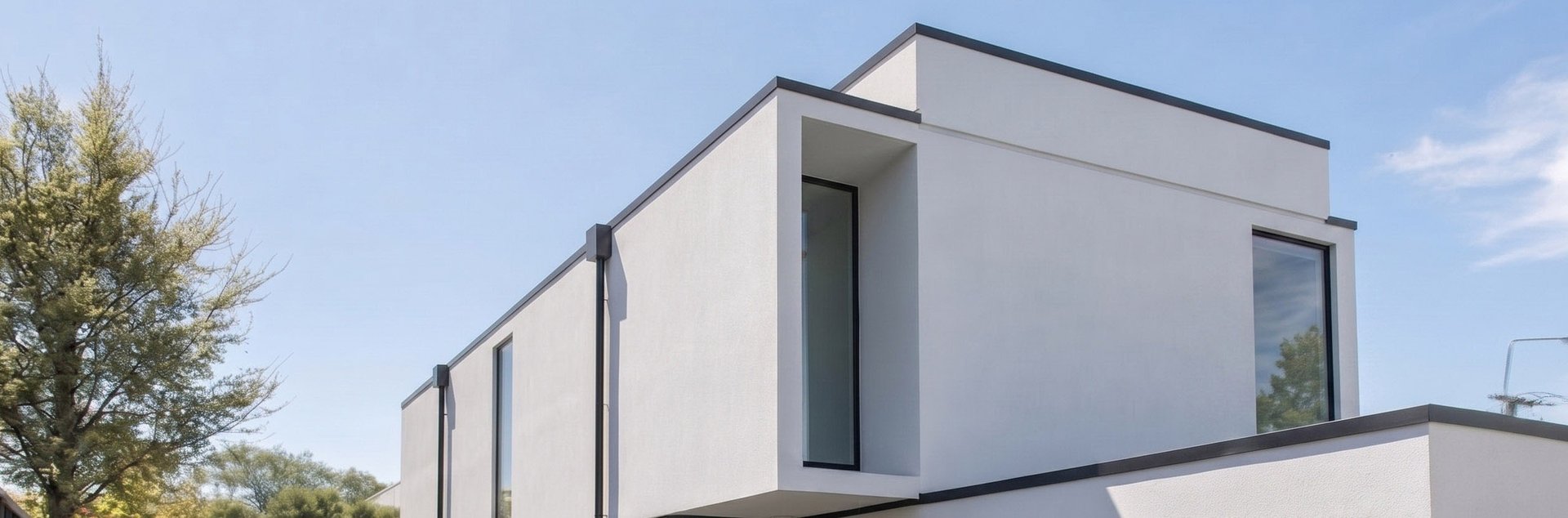 an abstract photo of a curved building with a blue sky in the background