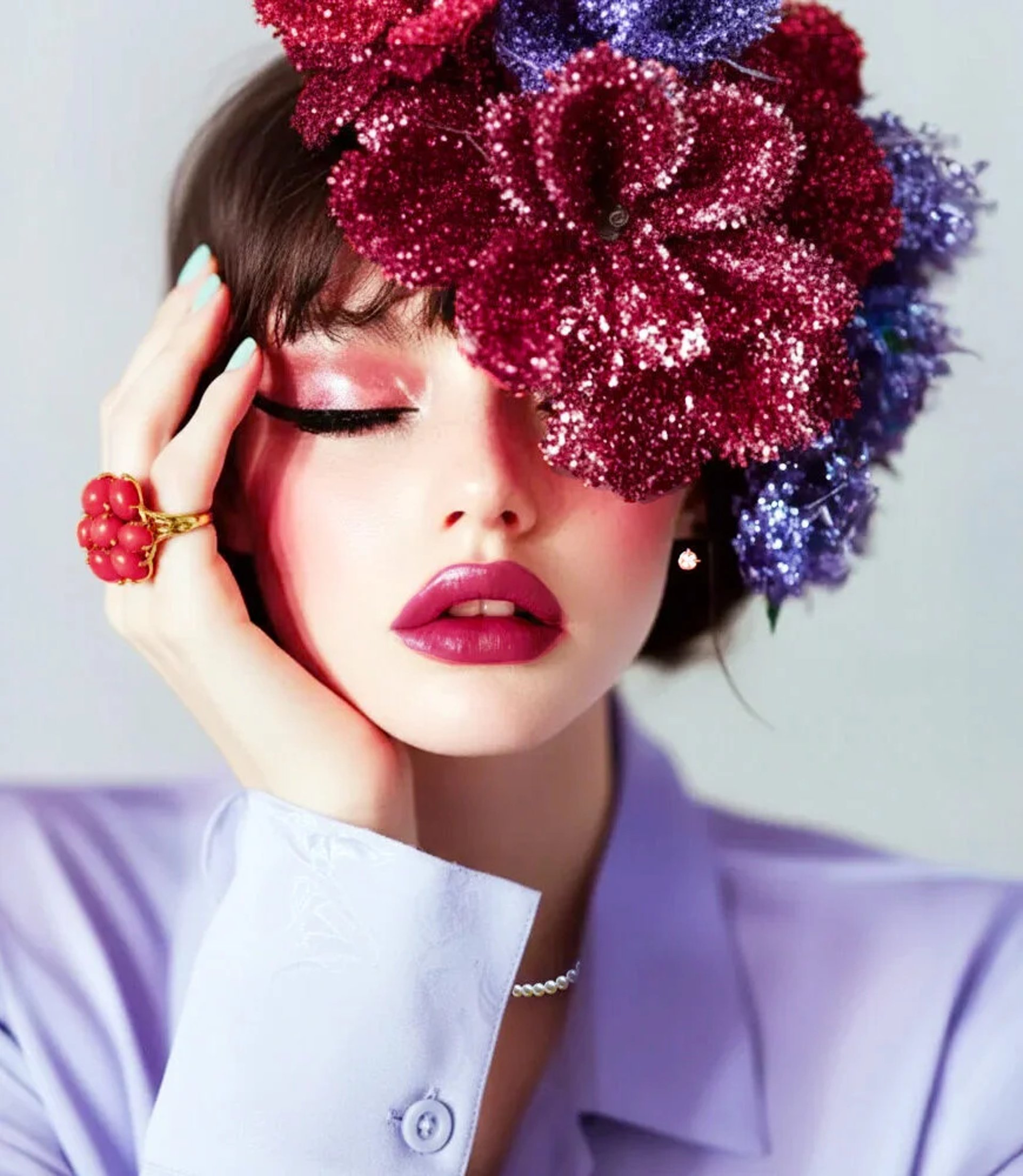 an abstract photo of a curved building with a blue sky in the background