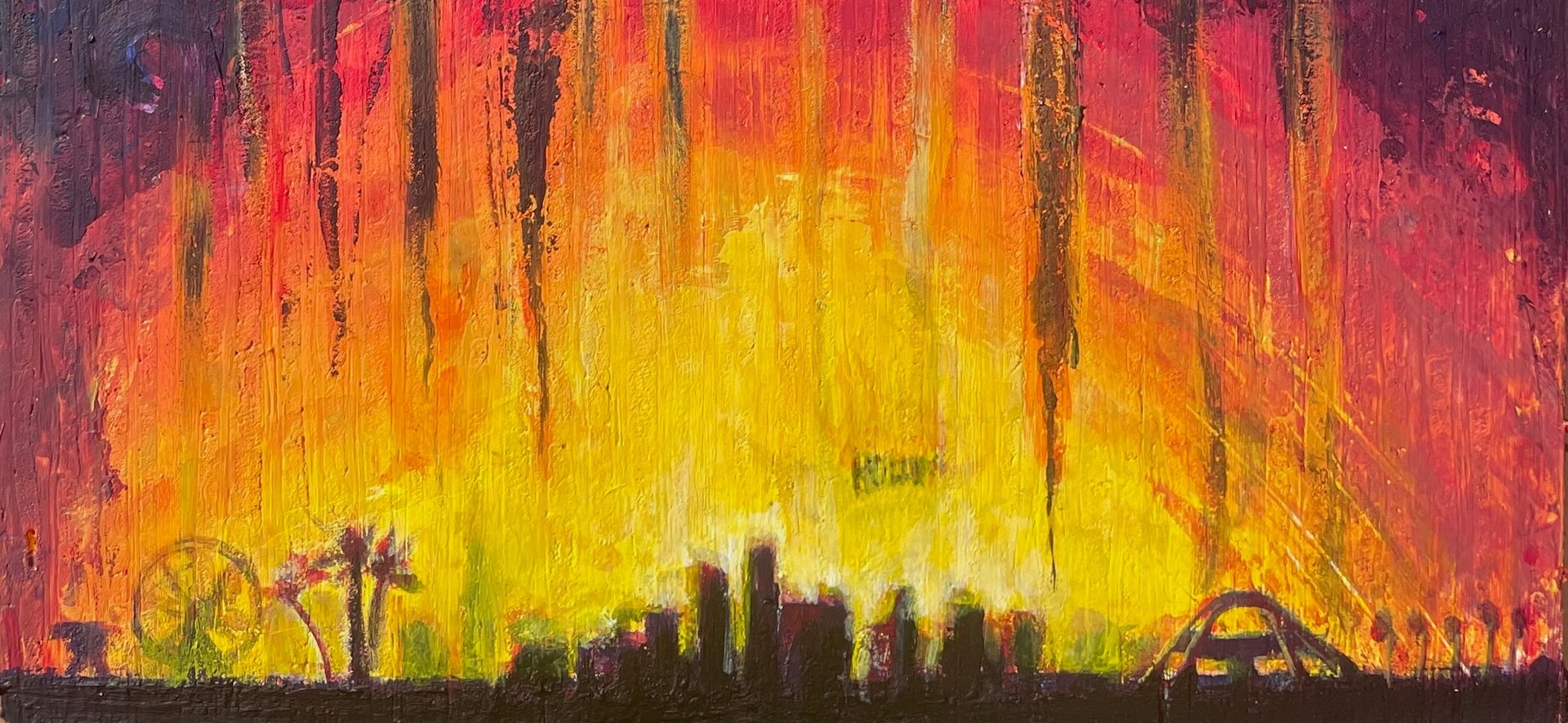 an abstract photo of a curved building with a blue sky in the background