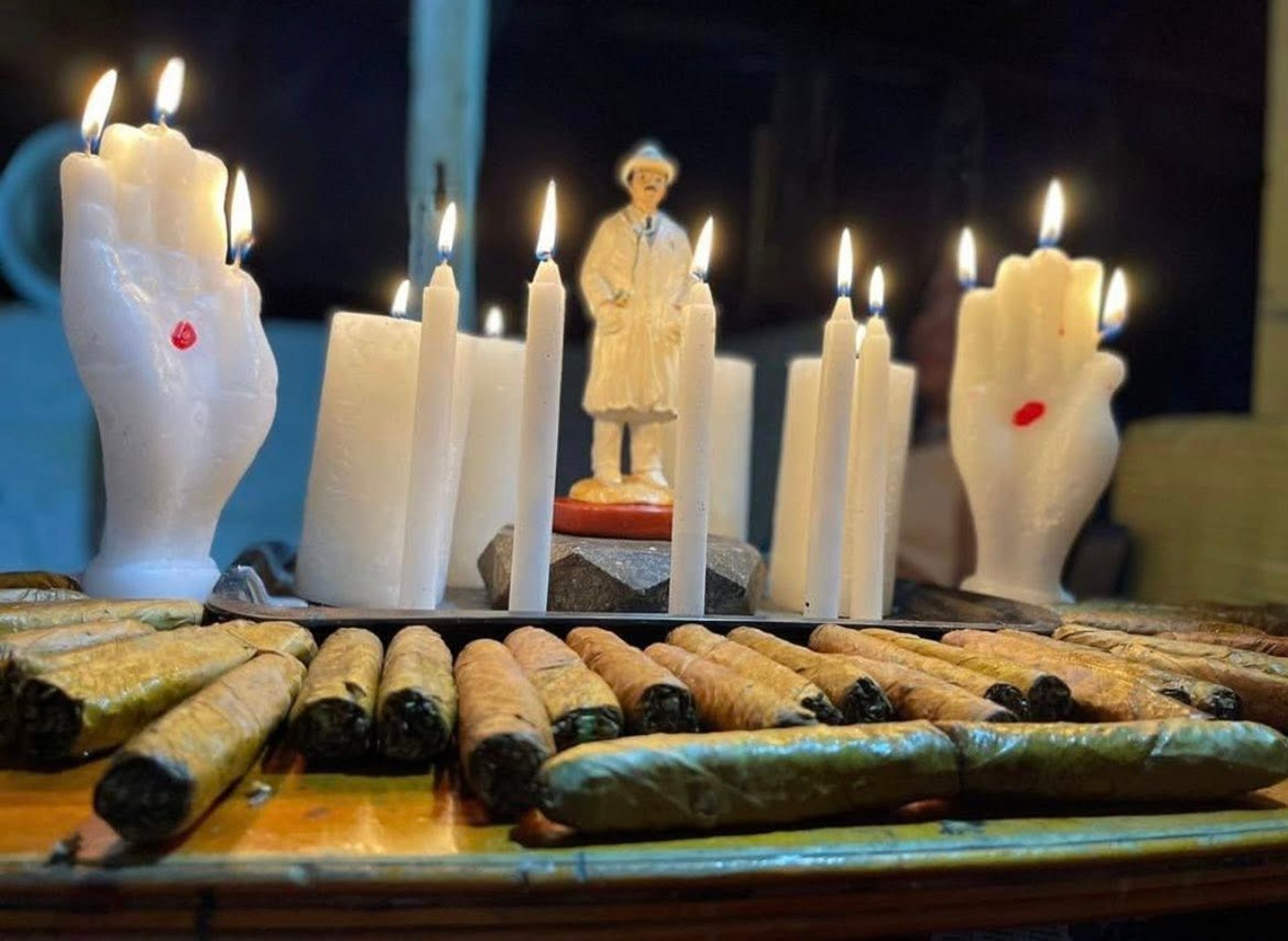 red and black glass bottle