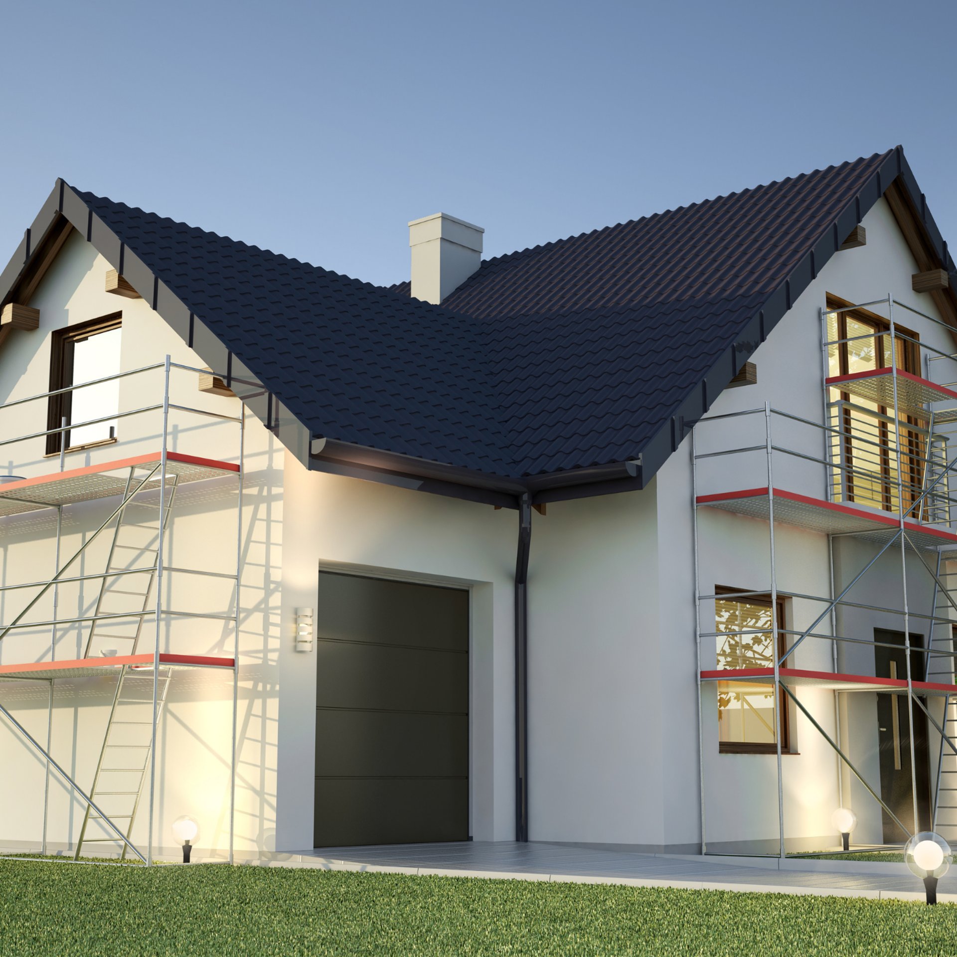 a person wearing blue gloves and holding a hammer