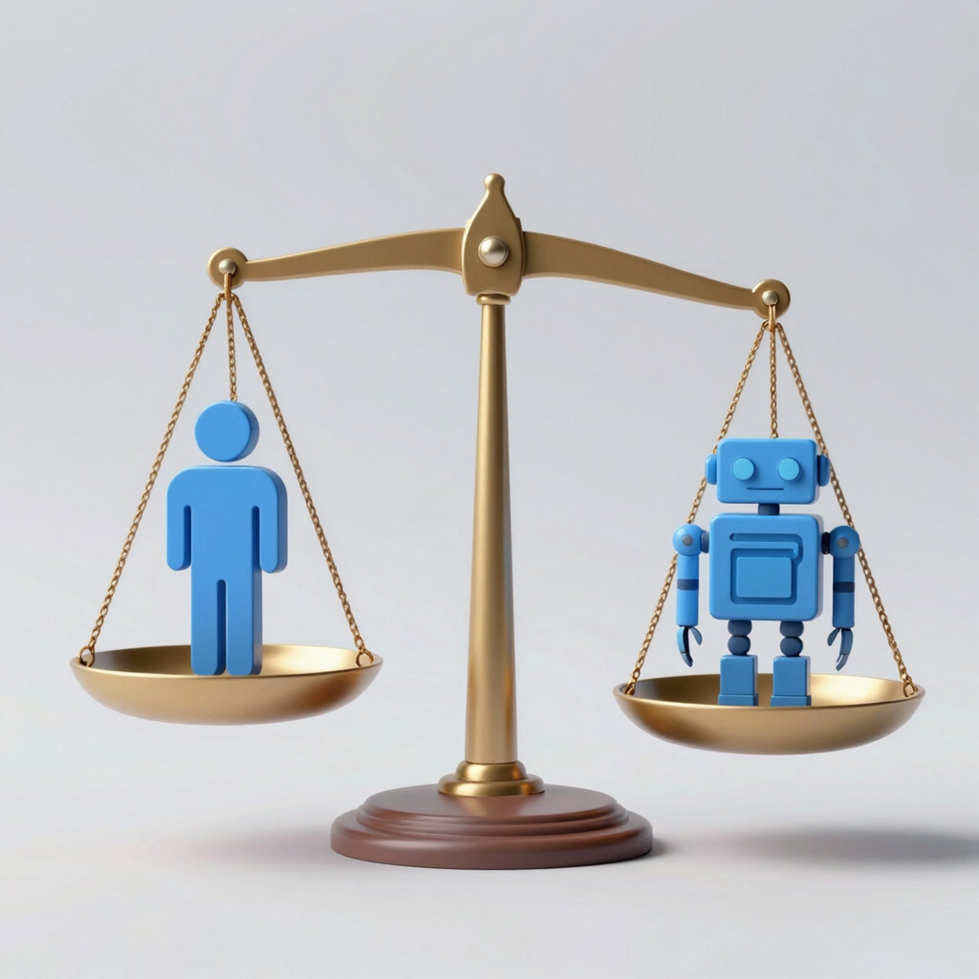 A scale with a human and a robot