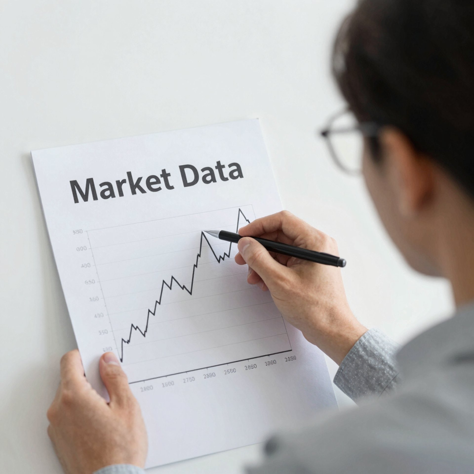 An entrepreneur analyzing market data
