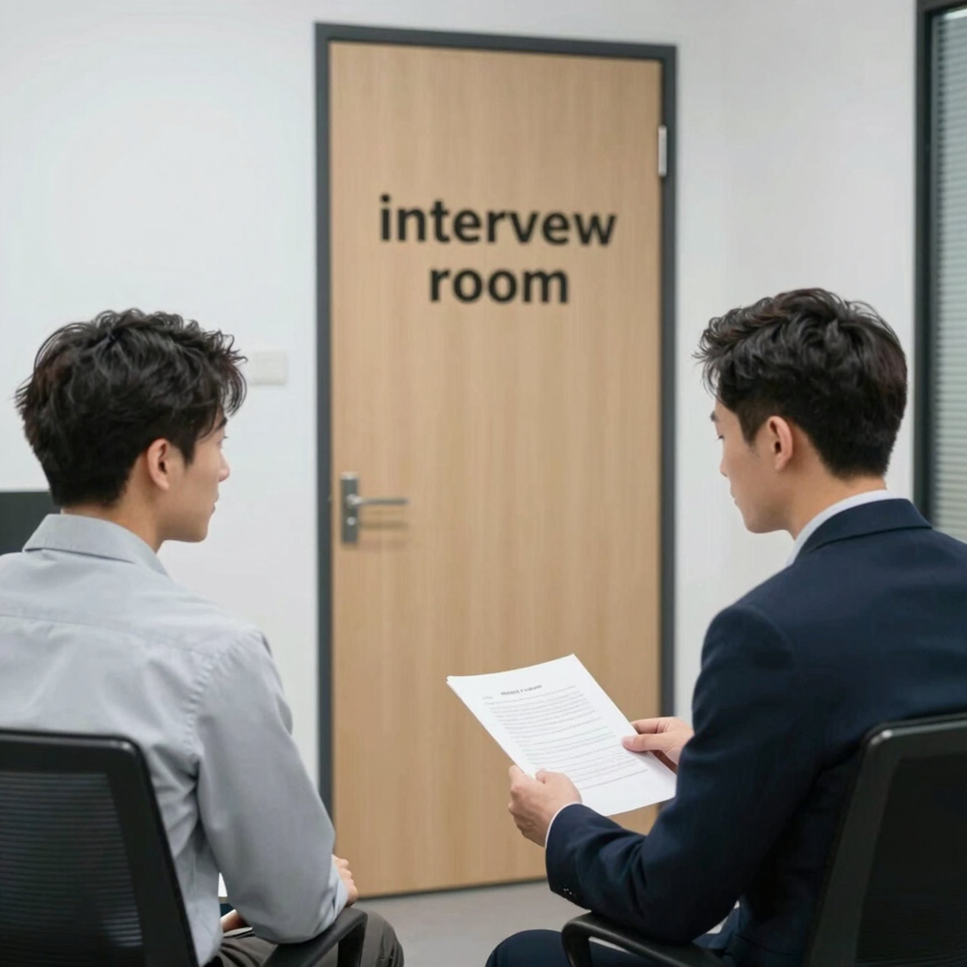 An office door with  text interview room