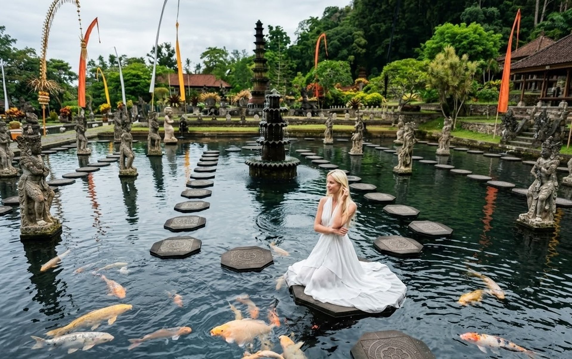 man squatting on mountain top during daytime