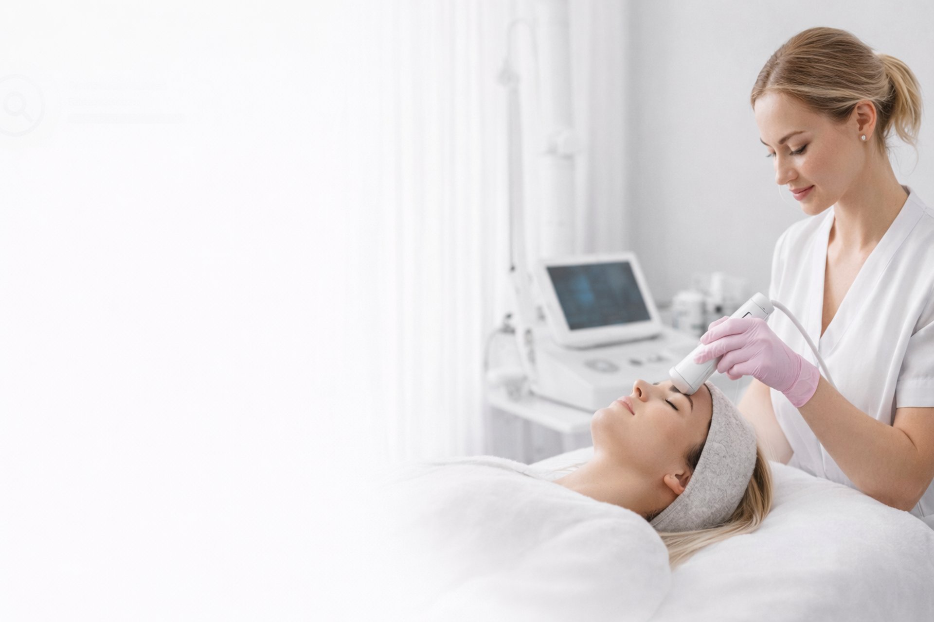 A dental room with a red chair and a sink