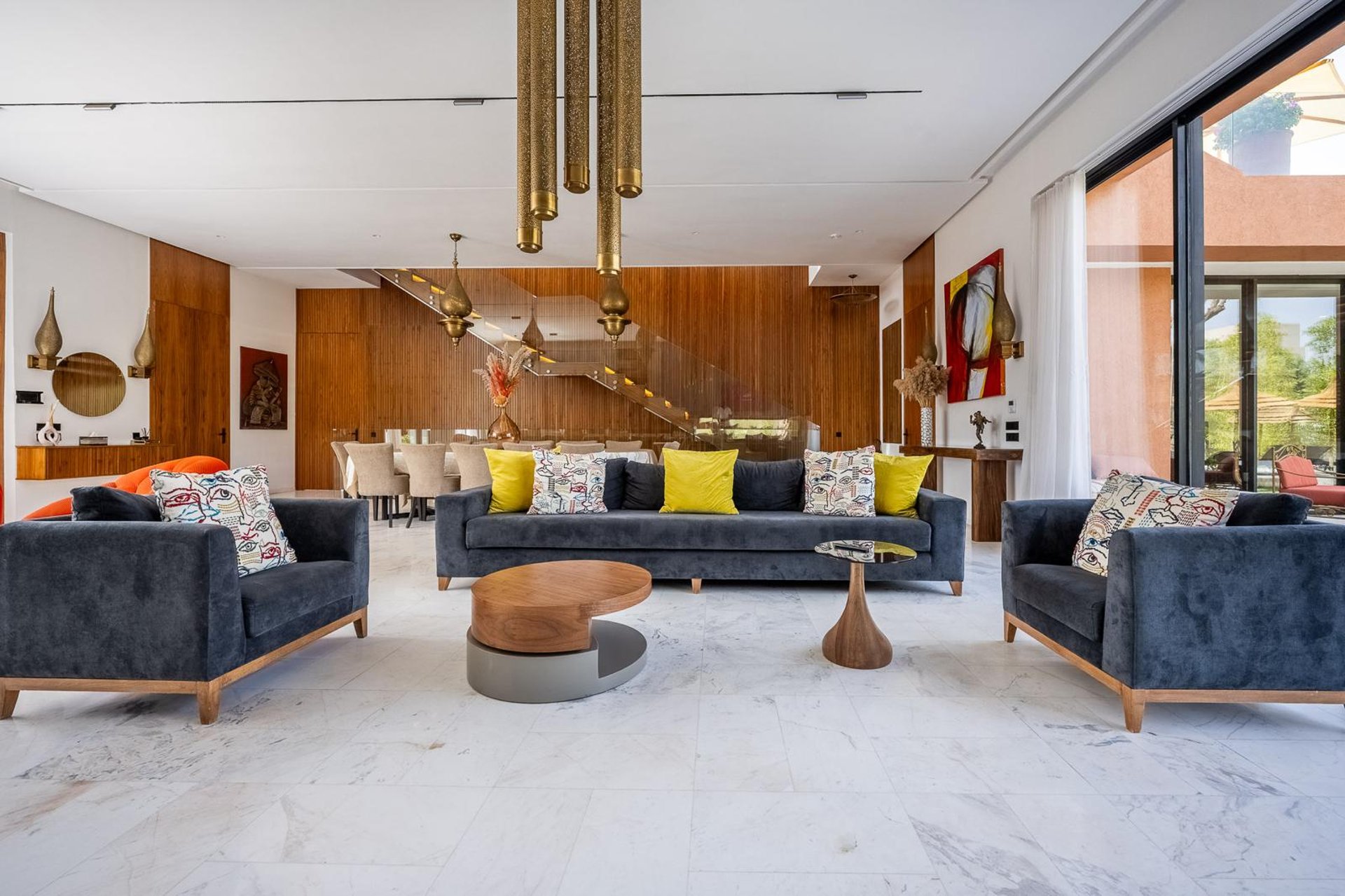 black blue and yellow textile