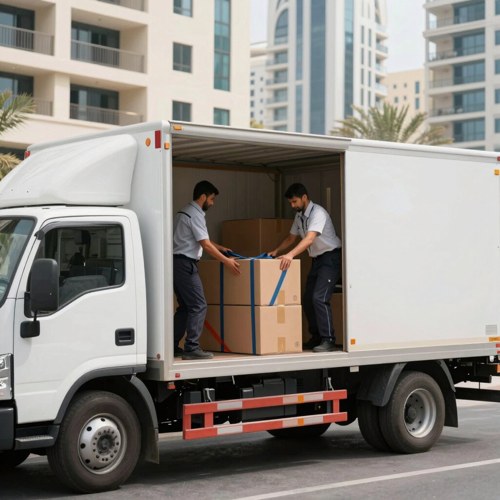 a white truck with a star wagen logo on the side of it