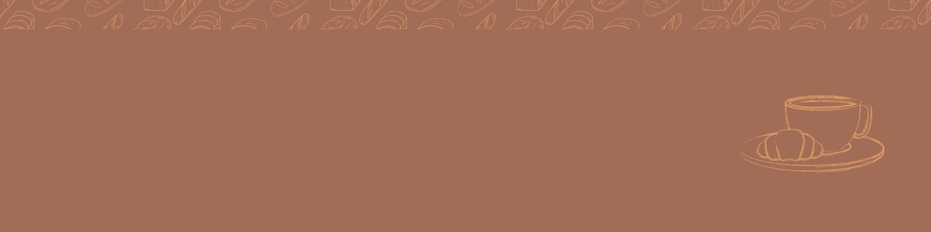 Fondo café decorativo con ilustraciones de pan y café de Panadería San Antonio’s